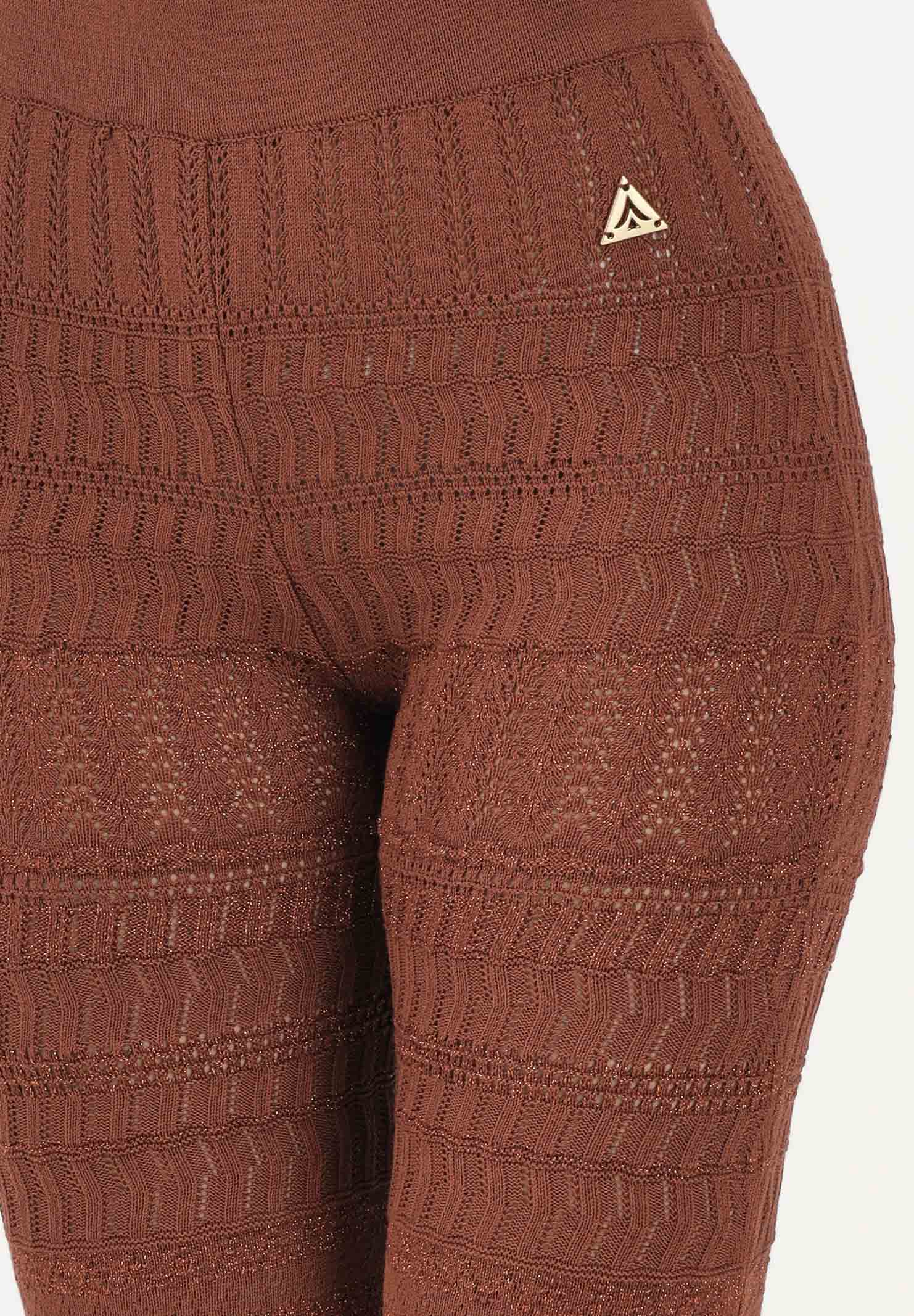 AKEP Pantalone marrone da donna in maglia lavorata PTKD13211 V2 AKEP 