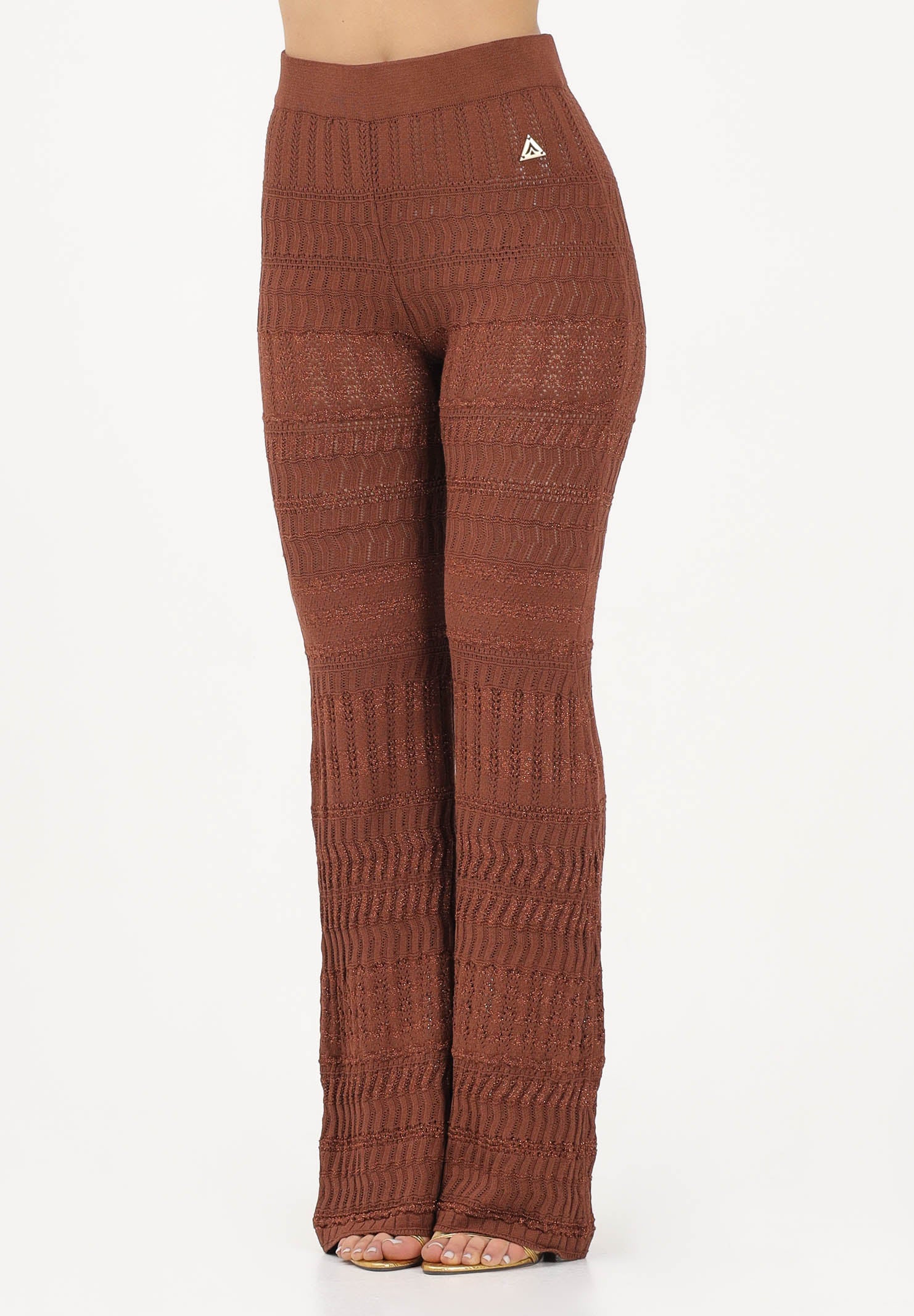 AKEP Pantalone marrone da donna in maglia lavorata PTKD13211 V2 AKEP 