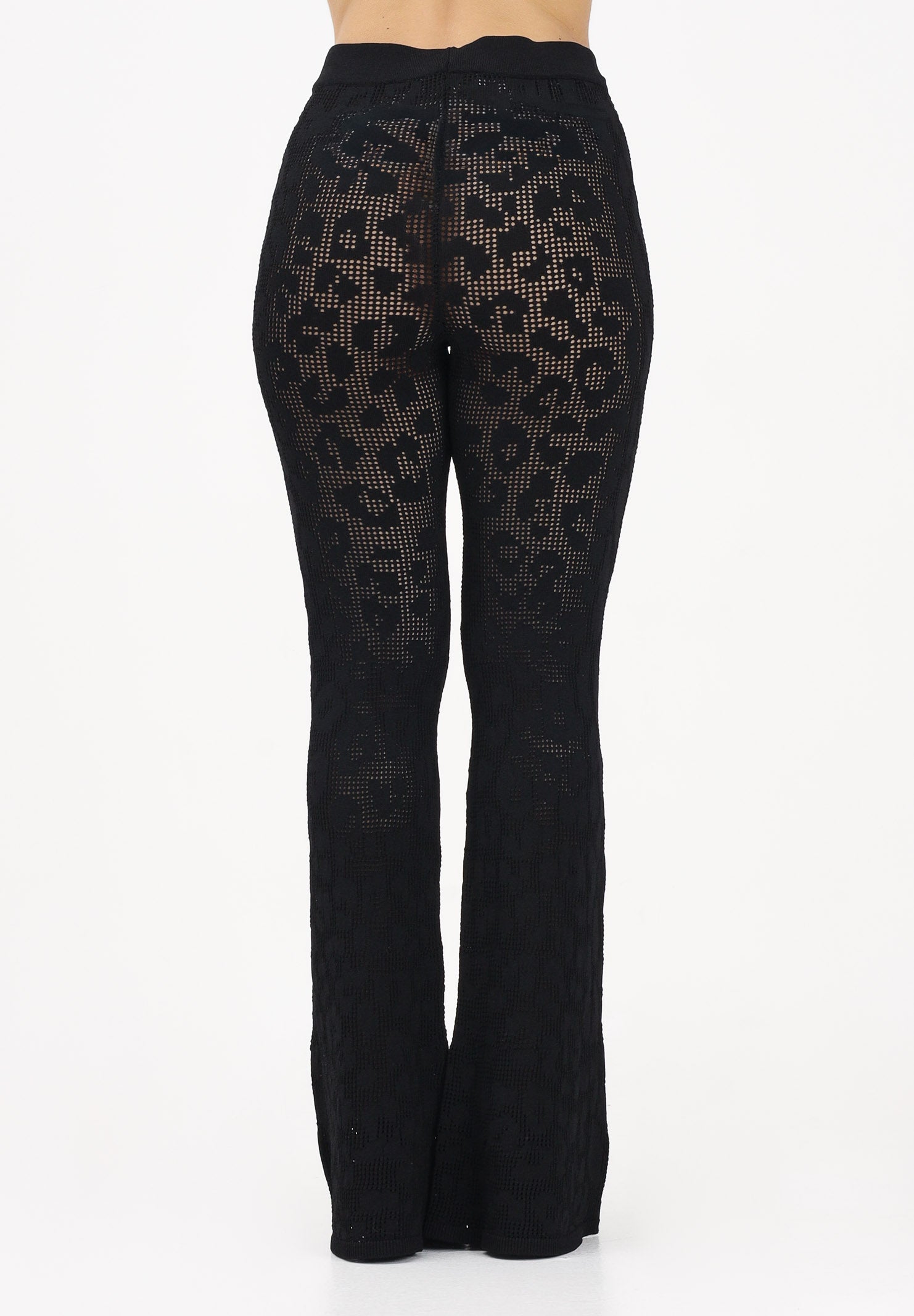 AKEP Pantalone nero da donna in maglia traforata PTKD13225 V1 AKEP 