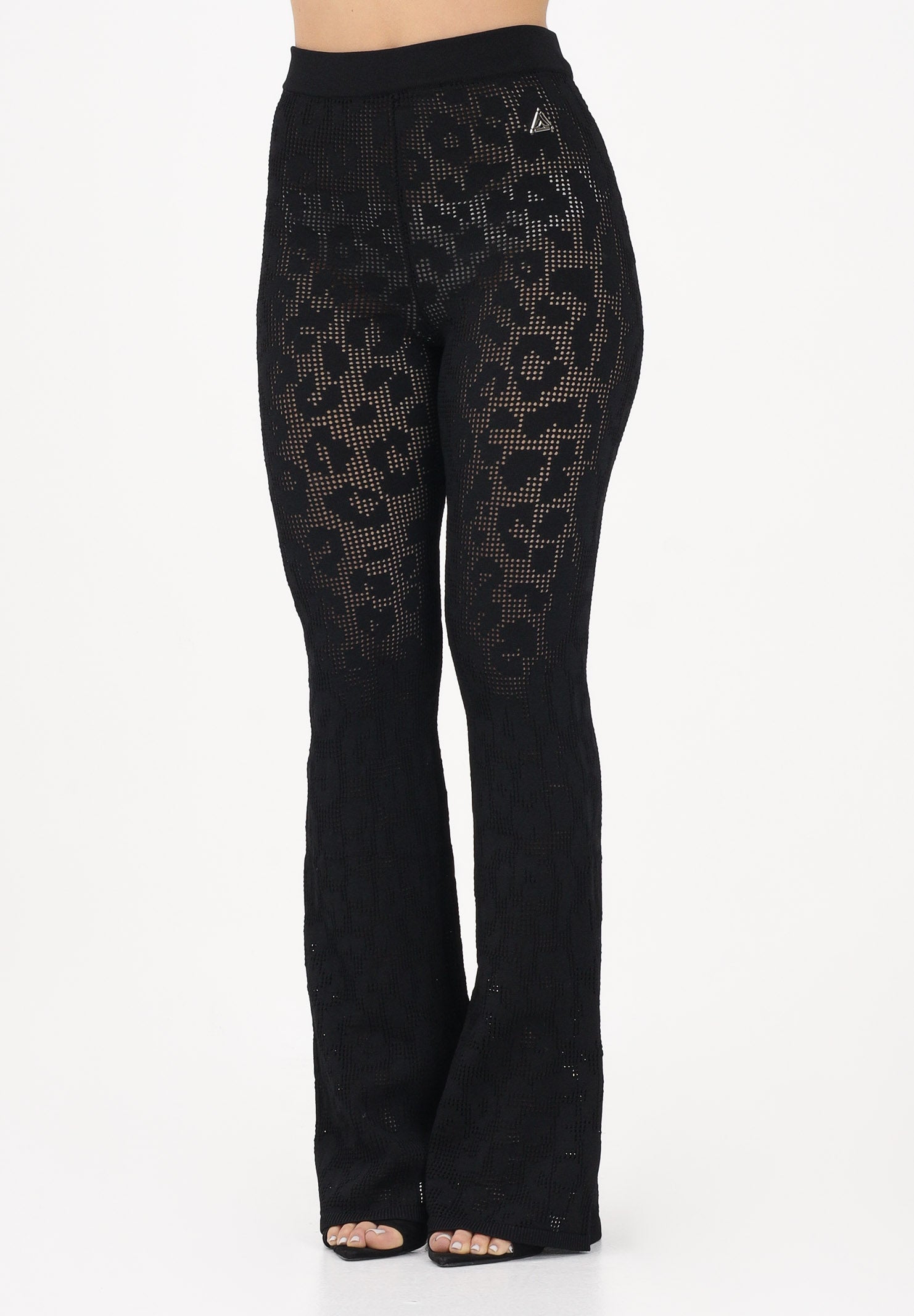 AKEP Pantalone nero da donna in maglia traforata PTKD13225 V1 AKEP 