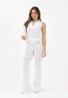 AKEP Pantalone bianco da donna in maglia traforata PTKD13225 V6 AKEP 