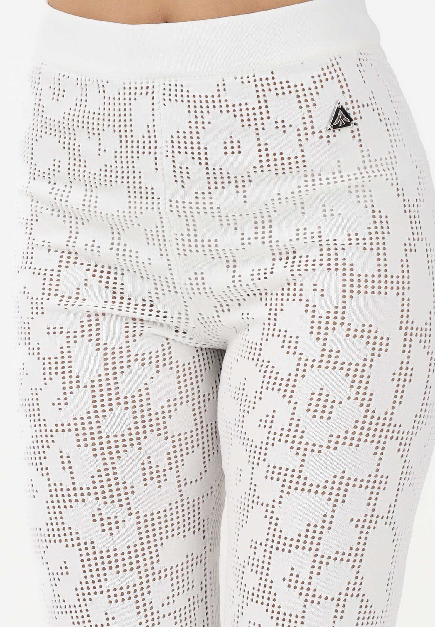 AKEP Pantalone bianco da donna in maglia traforata PTKD13225 V6 AKEP 