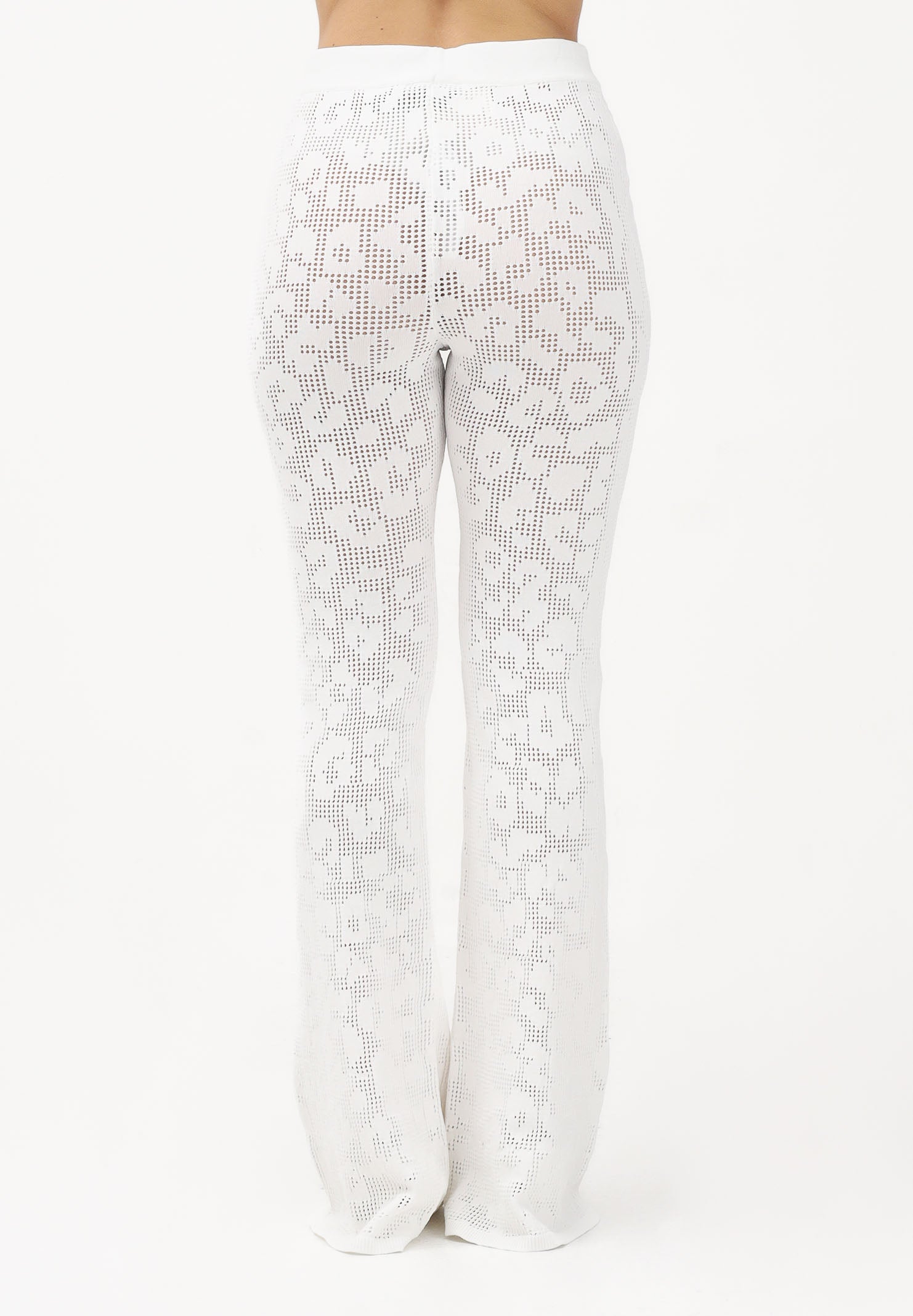AKEP Pantalone bianco da donna in maglia traforata PTKD13225 V6 AKEP 