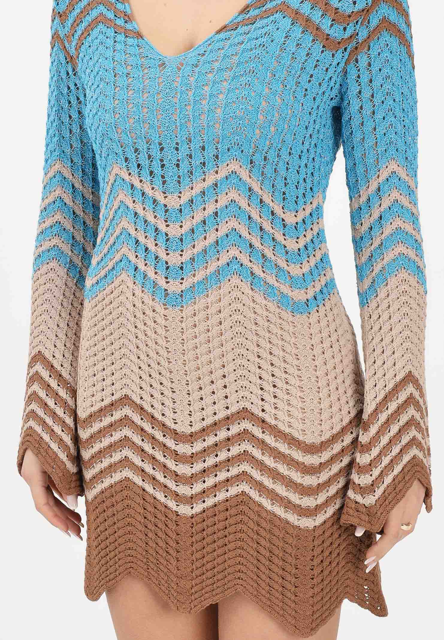 AKEP Abito corto multicolore da donna in maglia traforata VSKD13085 V2 AKEP 