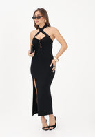 AKEP Abito lungo nero da donna con spacco laterale VSKD13273 V1 AKEP 