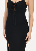 AKEP Abito lungo nero da donna con spacco laterale VSKD13273 V1 AKEP 