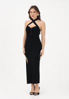 AKEP Abito lungo nero da donna con spacco laterale VSKD13273 V1 AKEP 