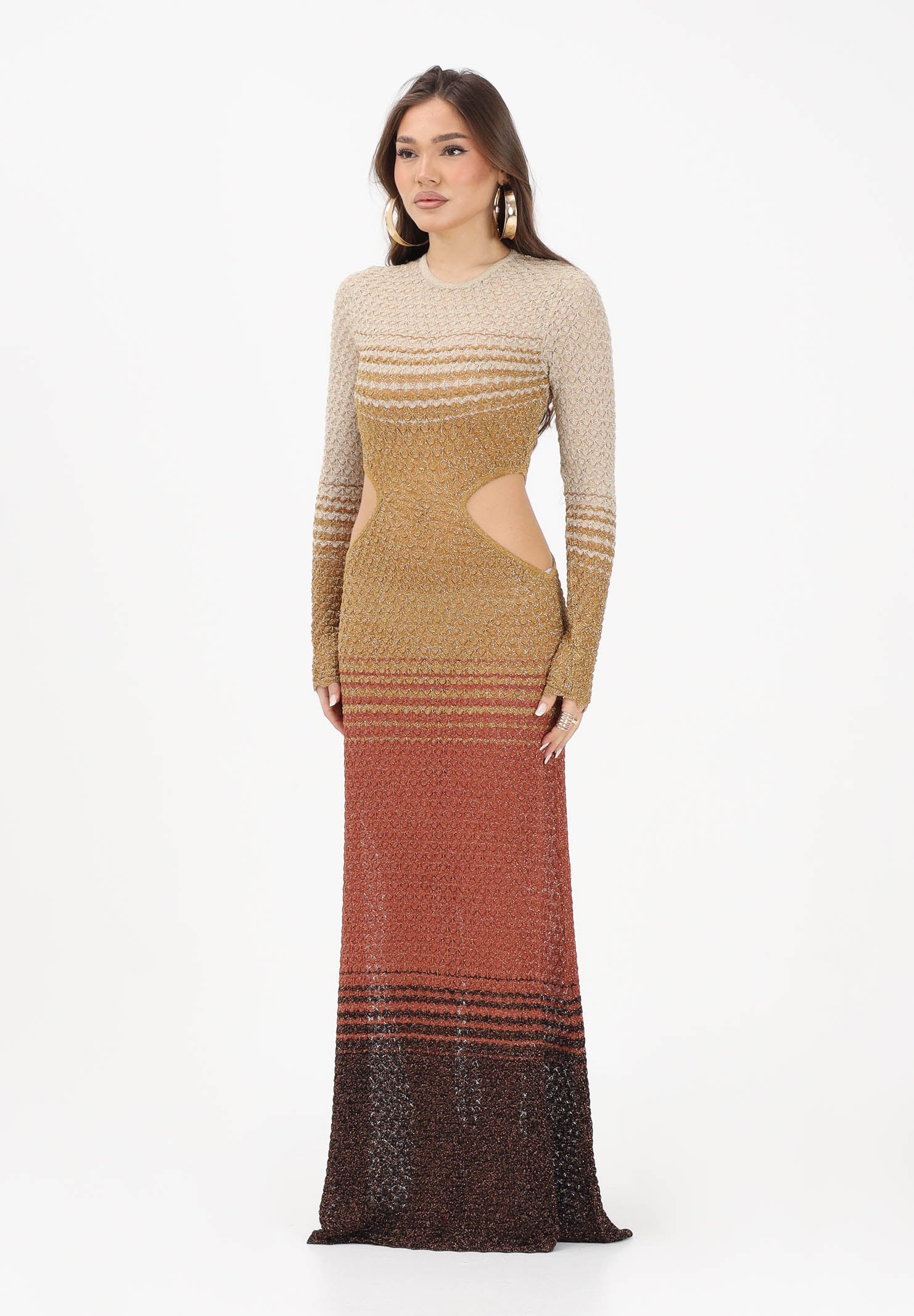 AKEP Abito lungo multicolore da donna con effetto sfumato VSKD13303 V1 AKEP 