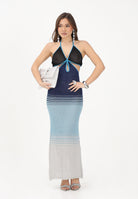 AKEP Abito lungo multicolore da donna con scollo profondo e sfumature VSKD13304 V2 AKEP 