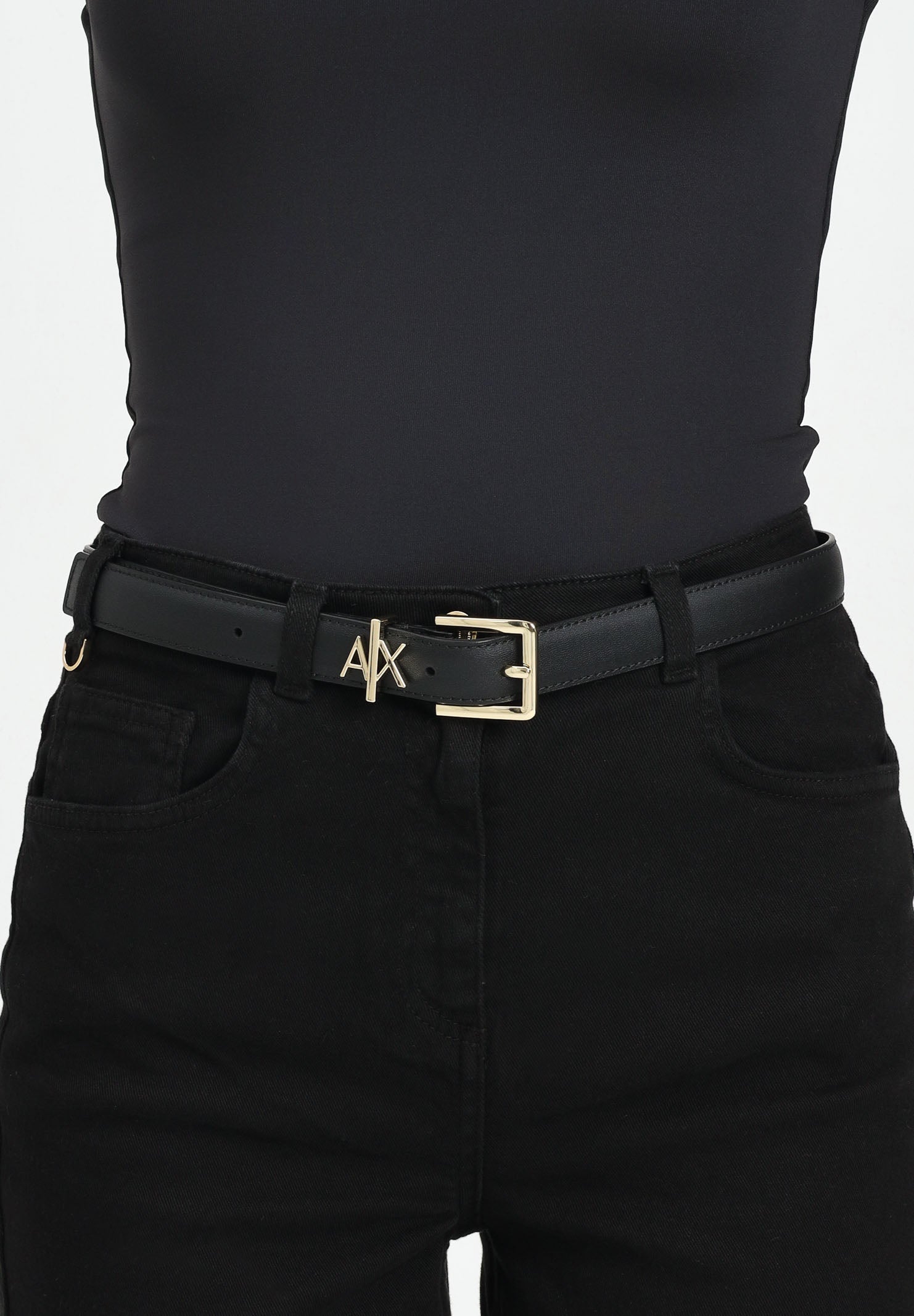 ARMANI EXCHANGE Cintura nera da donna con fibbia A|X 9411824R759 00020 ARMANI EXCHANGE 