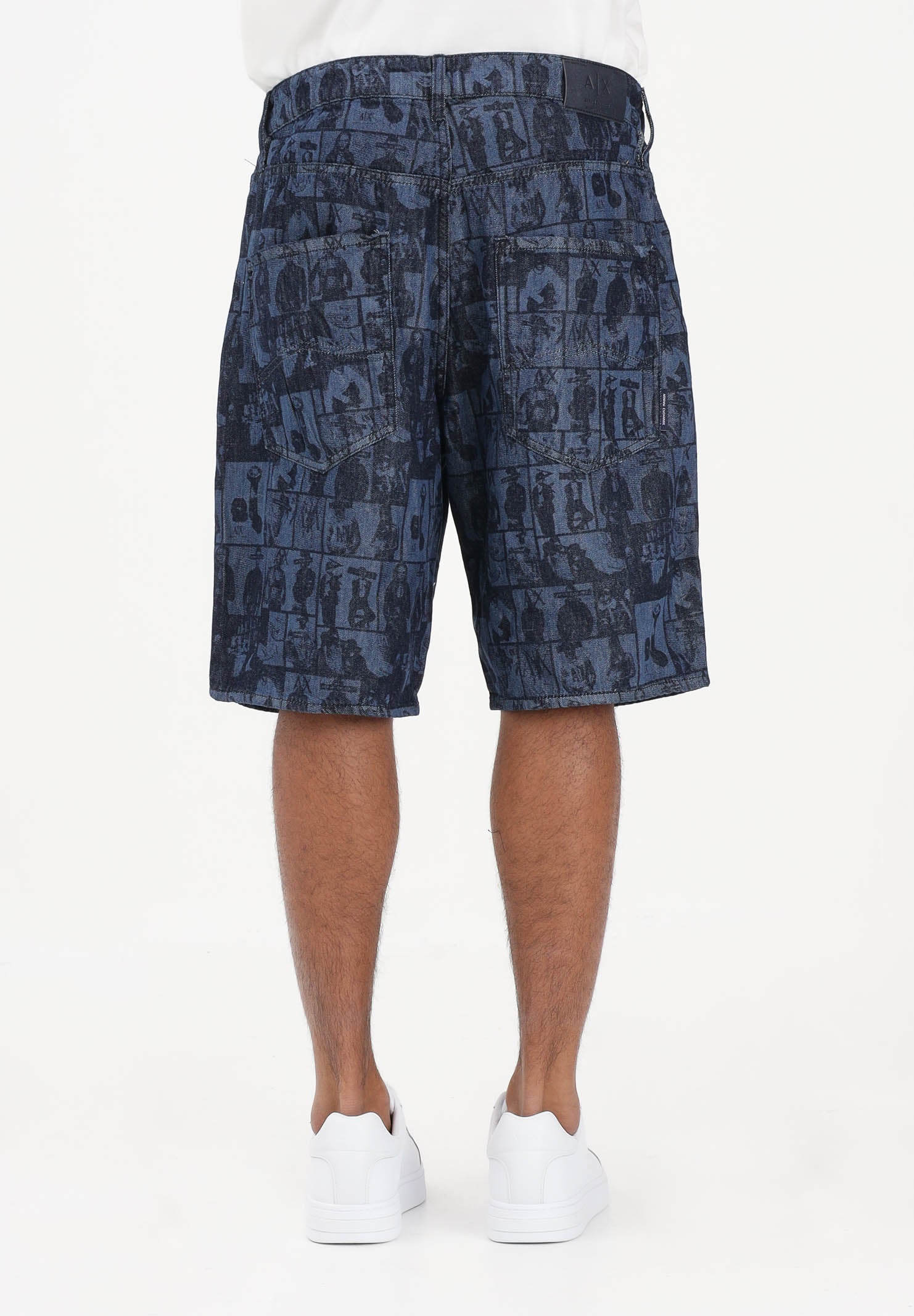 ARMANI EXCHANGE Shorts in denim blu da uomo con stampa grafica XM000658AF24509 FB416 ARMANI EXCHANGE 