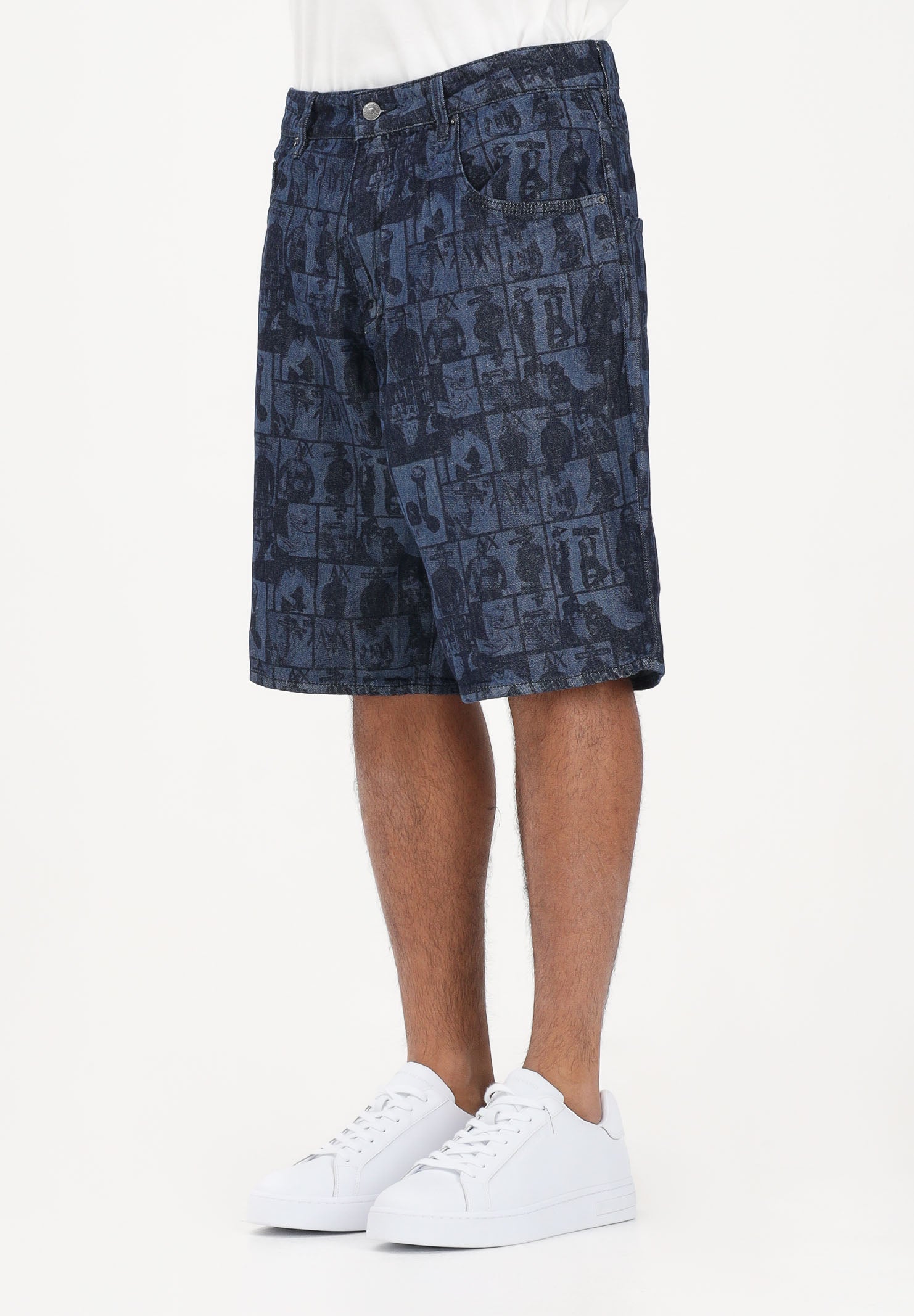 ARMANI EXCHANGE Shorts in denim blu da uomo con stampa grafica XM000658AF24509 FB416 ARMANI EXCHANGE 