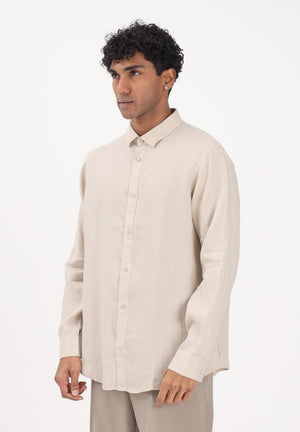 ARMANI EXCHANGE Camicia a manica lunga beige da uomo in lino XM001221AF14619 U1102 ARMANI EXCHANGE 