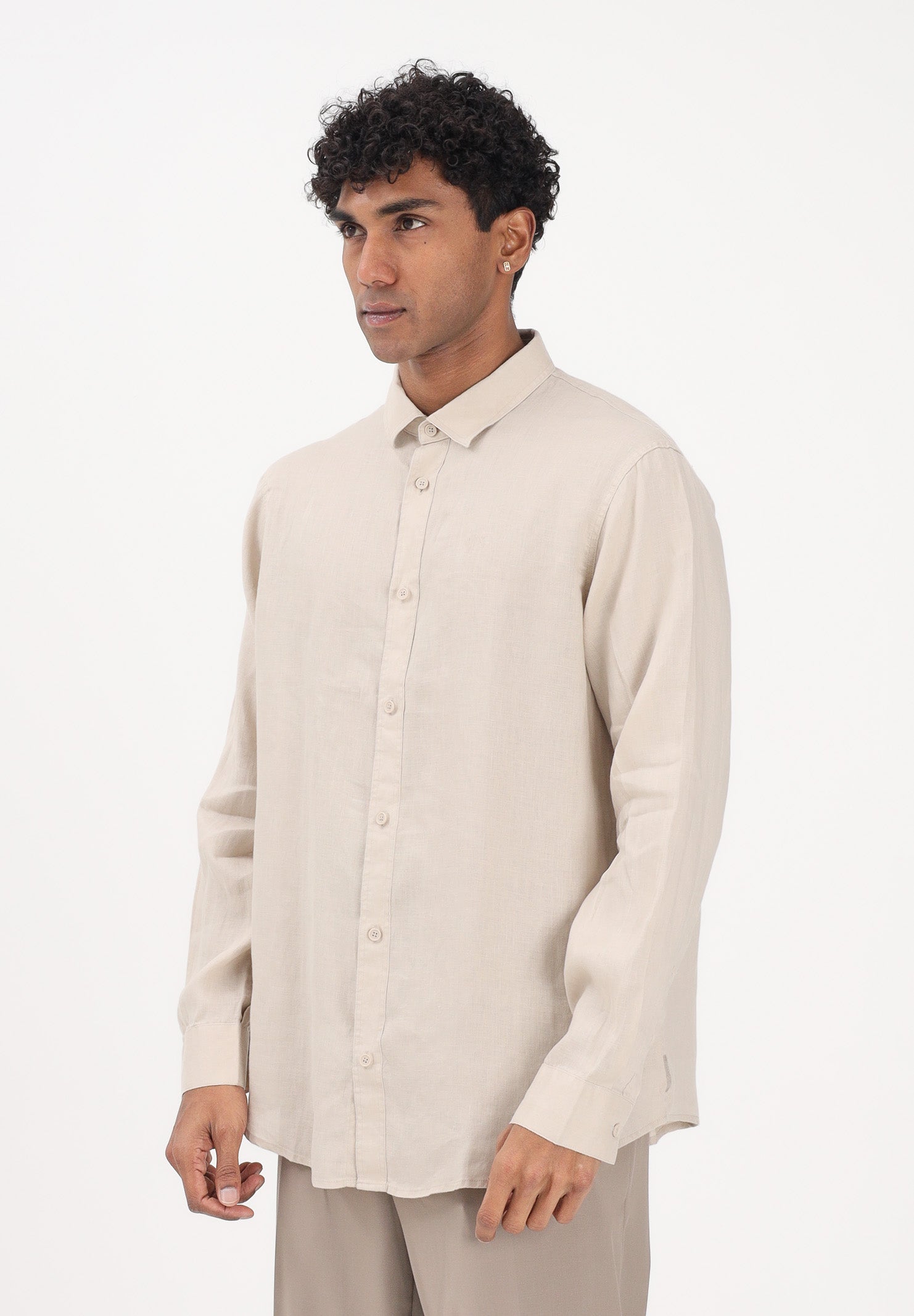 ARMANI EXCHANGE Camicia a manica lunga beige da uomo in lino XM001221AF14619 U1102 ARMANI EXCHANGE 