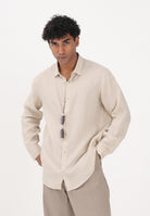 ARMANI EXCHANGE Camicia a manica lunga beige da uomo in lino XM001221AF14619 U1102 ARMANI EXCHANGE 