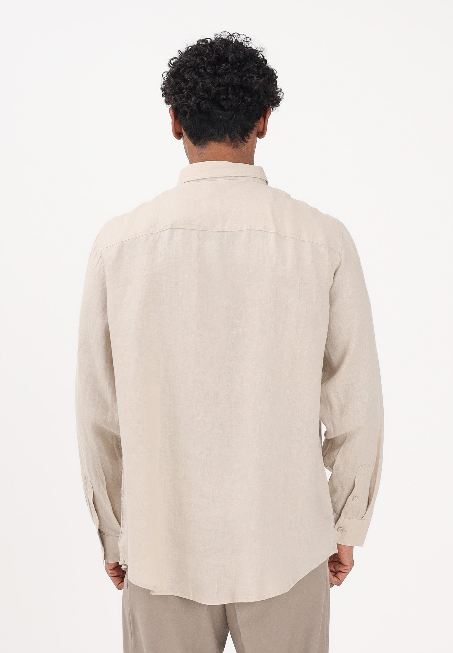 ARMANI EXCHANGE Camicia a manica lunga beige da uomo in lino XM001221AF14619 U1102 ARMANI EXCHANGE 