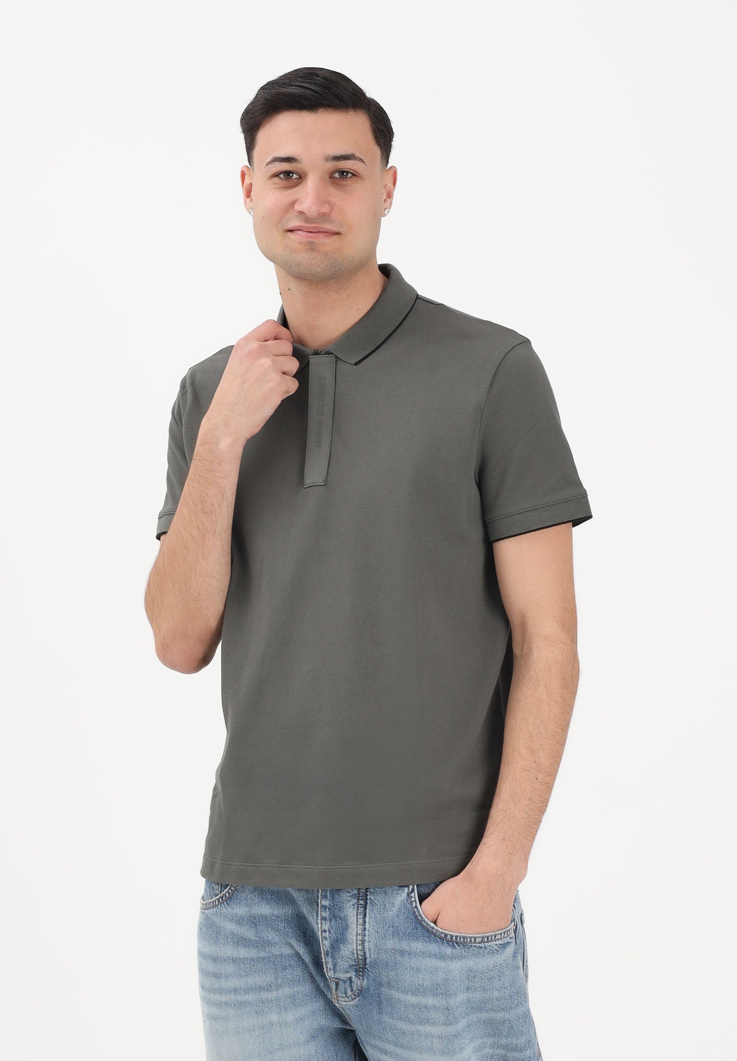 ARMANI EXCHANGE Polo a manica corta verde militare da uomo con dettagli a contrasto XM001285AF10366 M8317 ARMANI EXCHANGE 