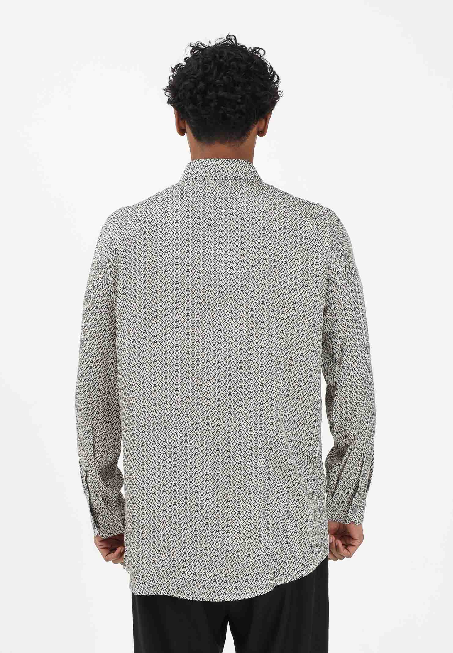ARMANI EXCHANGE Camicia a manica lunga panna da uomo con logo all-over XM001821AF13235 F0143 ARMANI EXCHANGE 