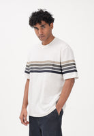 ARMANI EXCHANGE T-shirt a manica corta crema da uomo con bande a contrasto XM002055AF10358 U1074 ARMANI EXCHANGE 
