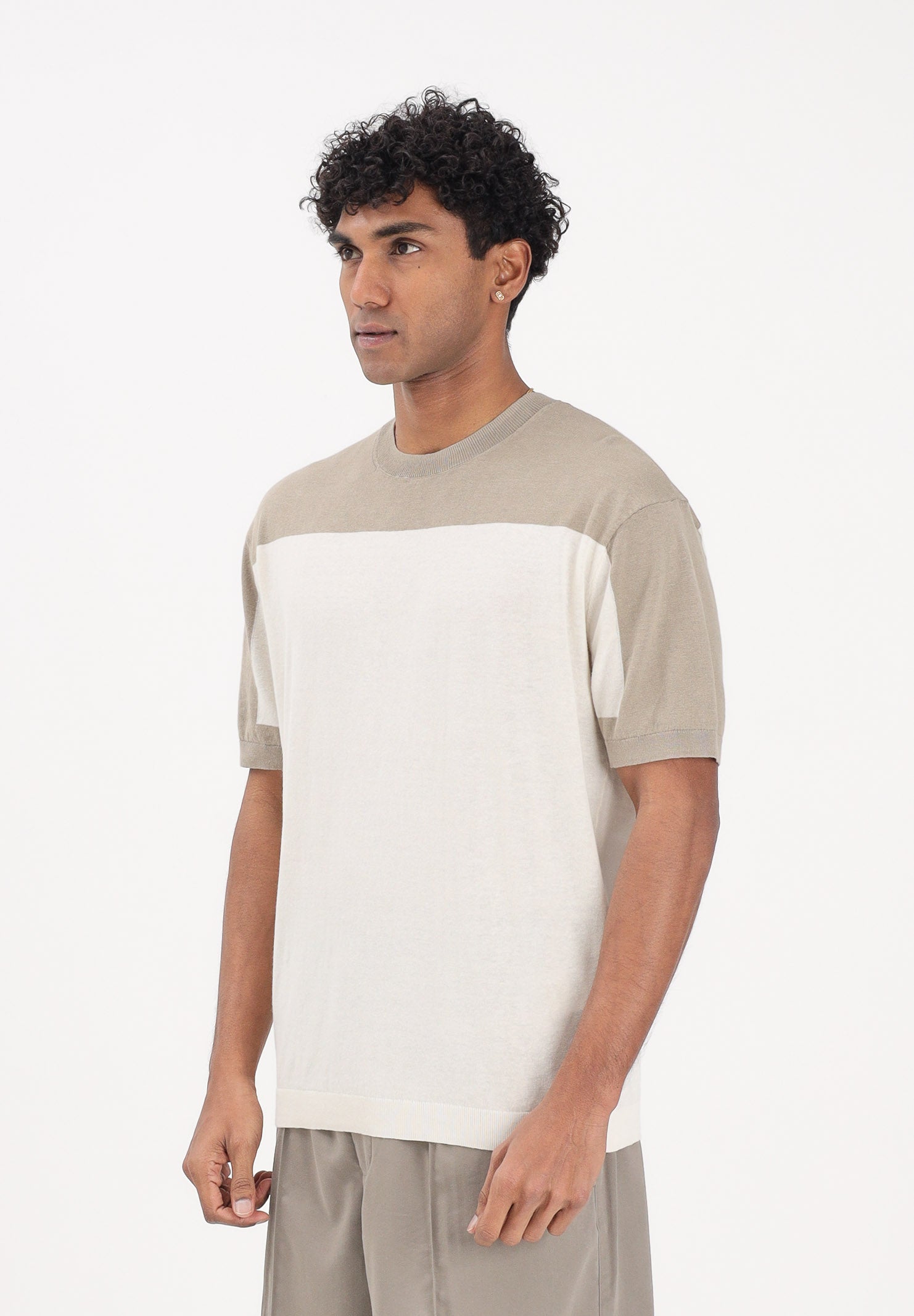 ARMANI EXCHANGE Maglia girocollo a manica corta panna e fango da uomo XM002153AF22062 M1297 ARMANI EXCHANGE 