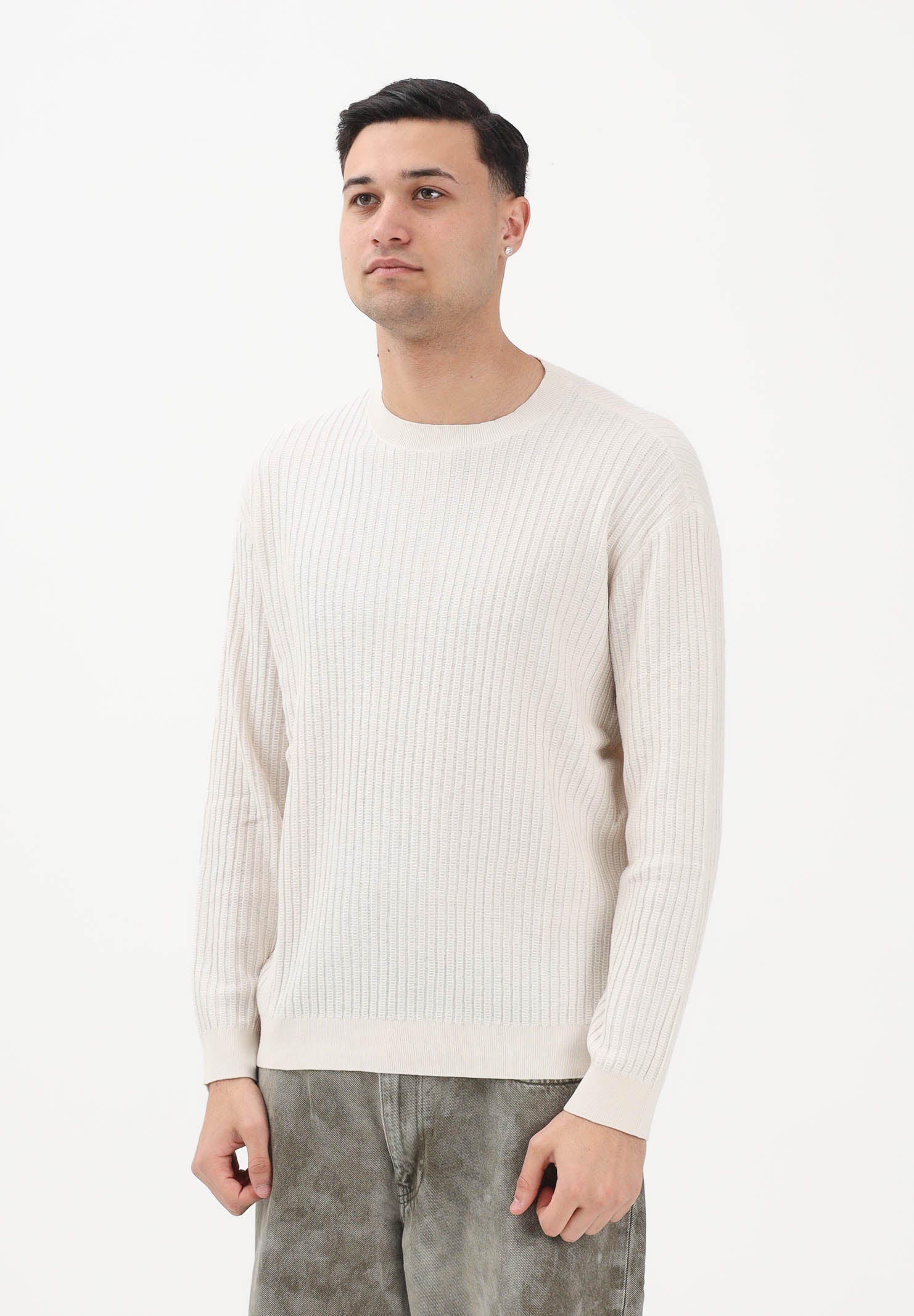 ARMANI EXCHANGE Maglioncino girocollo panna da uomo XM002161AF20139 U1074 ARMANI EXCHANGE 