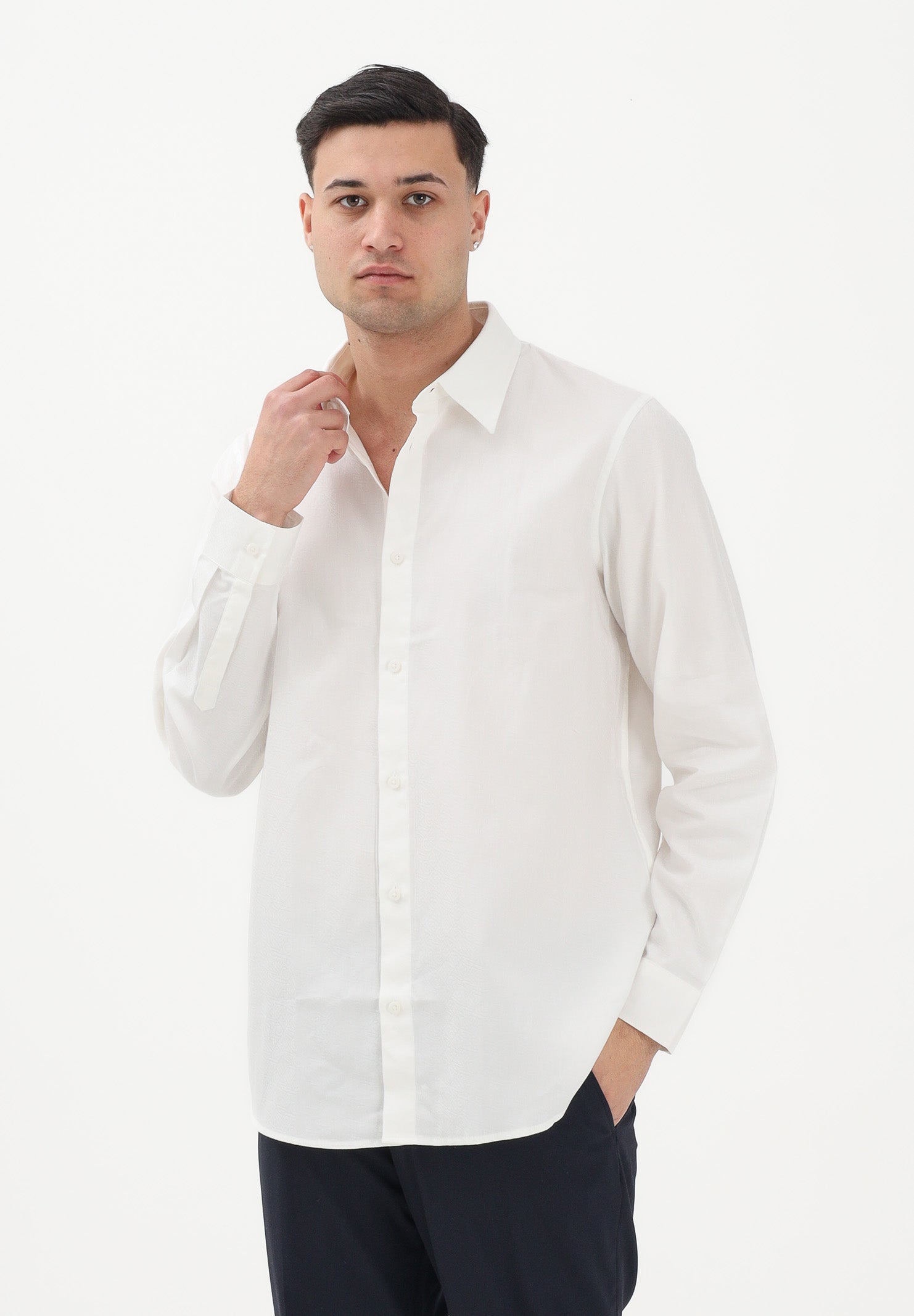 ARMANI EXCHANGE Camicia a manica lunga bianco panna da uomo con logo all-over XM002263AF13131 F0206 ARMANI EXCHANGE 