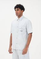 ARMANI EXCHANGE Camicia a manica corta celeste e bianca da uomo con motivo a righe XM002266AF22638 FB380 ARMANI EXCHANGE 