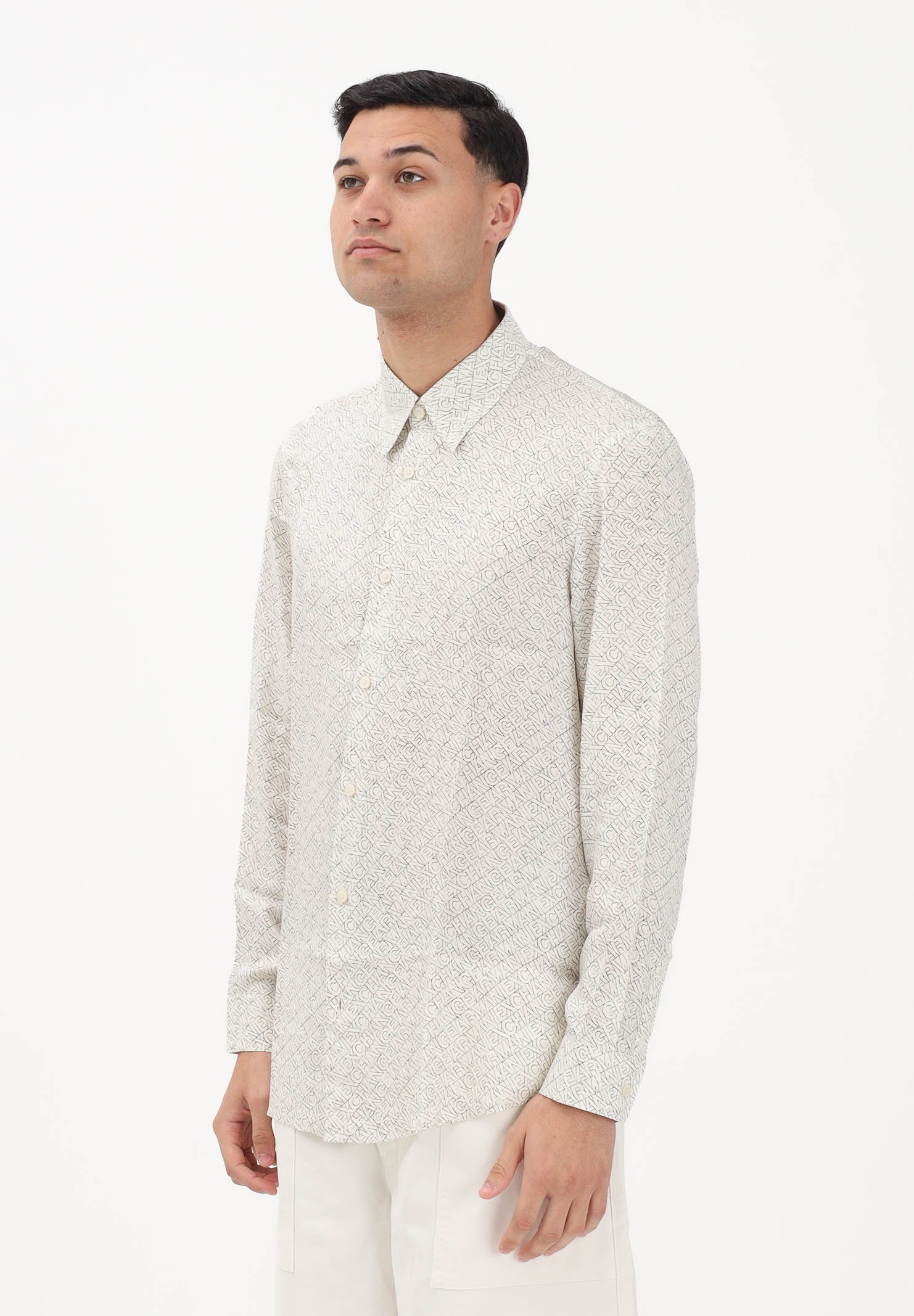 ARMANI EXCHANGE Camicia a manica lunga bianca da uomo con logo all-over XM002280AF13235 F1172 ARMANI EXCHANGE 