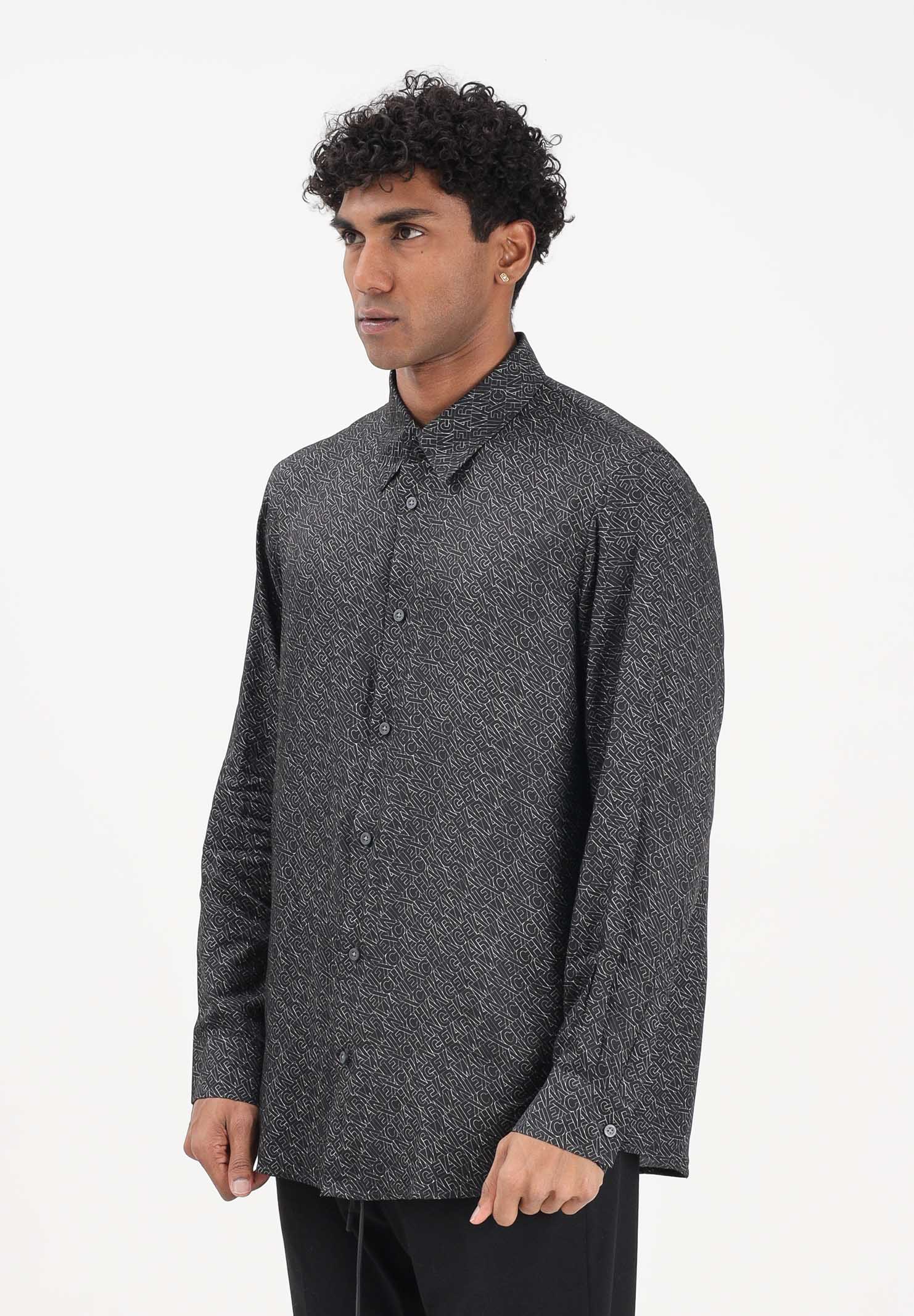ARMANI EXCHANGE Camicia a manica lunga nera da uomo con logo all-over XM002280AF13235 FC304 ARMANI EXCHANGE 