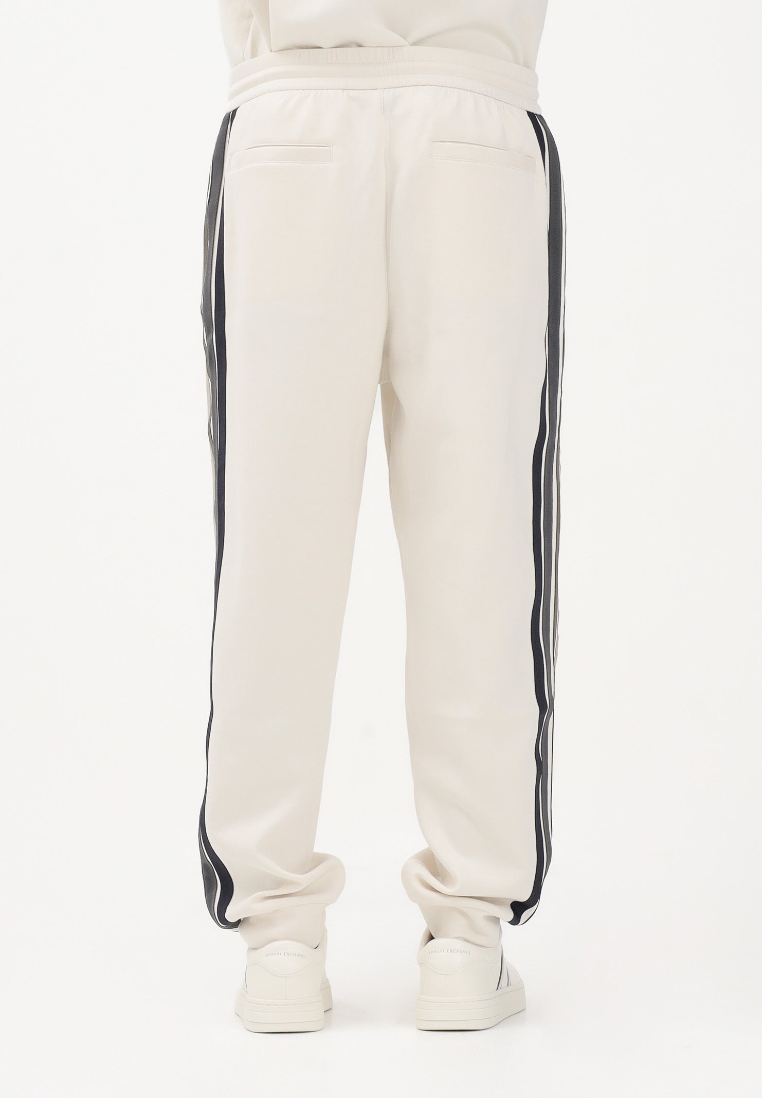 ARMANI EXCHANGE Pantalone sportivo panna da uomo con bande a contrasto XM002324AF10818 U1074 ARMANI EXCHANGE 