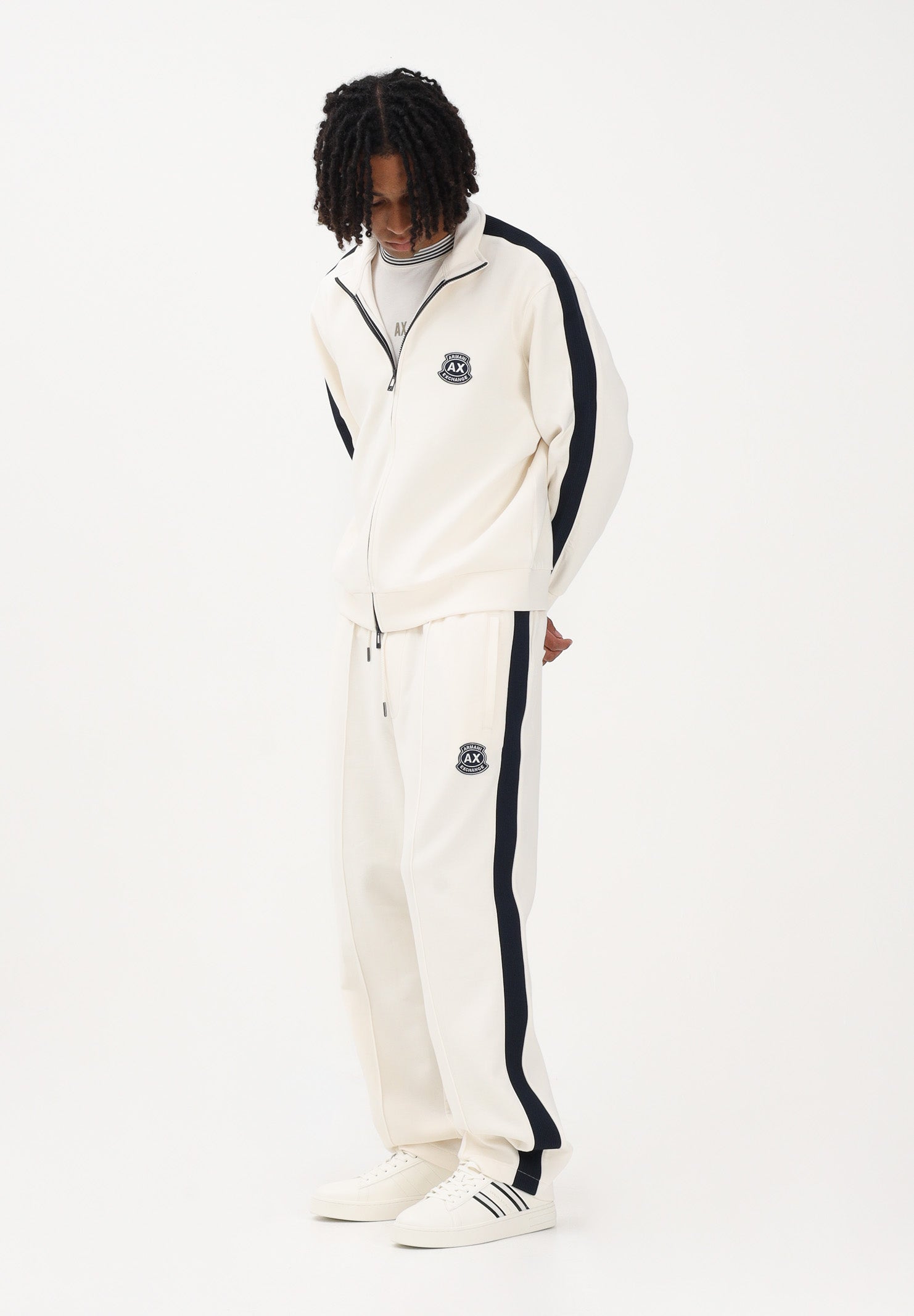 ARMANI EXCHANGE Pantalone sportivo panna da uomo con logo e bande laterali a contrasto XM002368AF13047 U1074 ARMANI EXCHANGE 