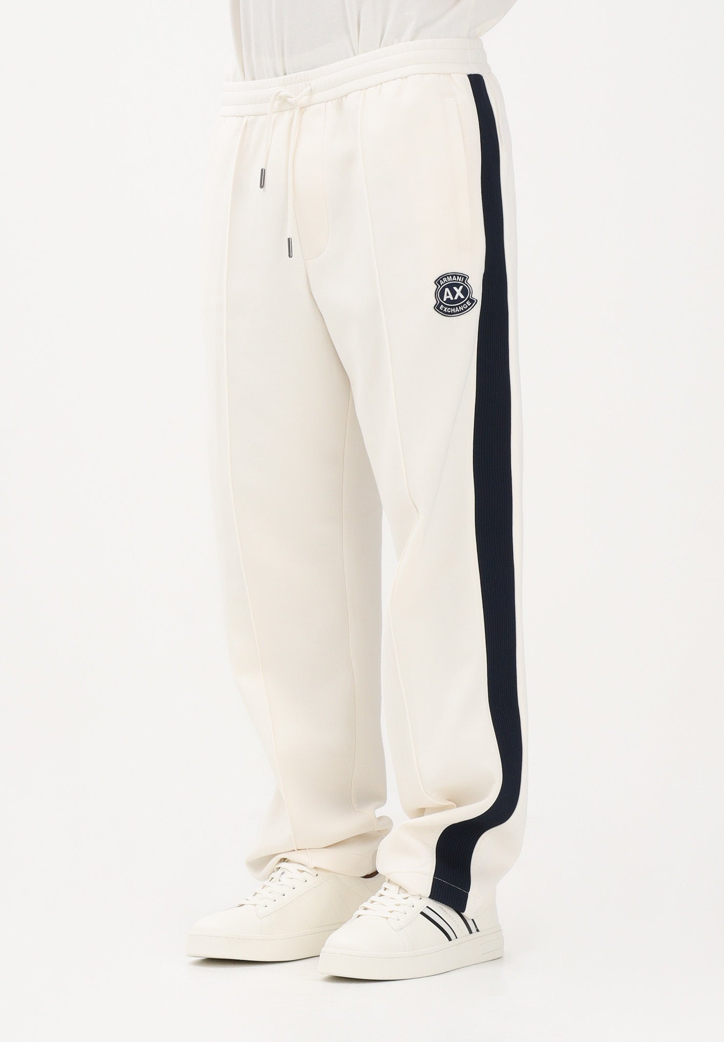 ARMANI EXCHANGE Pantalone sportivo panna da uomo con logo e bande laterali a contrasto XM002368AF13047 U1074 ARMANI EXCHANGE 