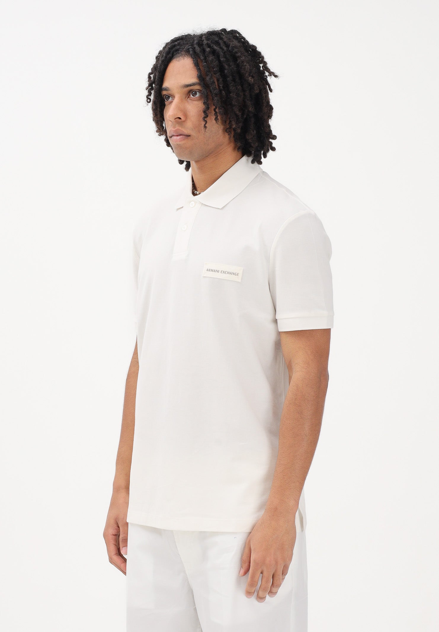 ARMANI EXCHANGE Polo a manica corta panna da uomo con patch logo XM002390AF13026 U1074 ARMANI EXCHANGE 