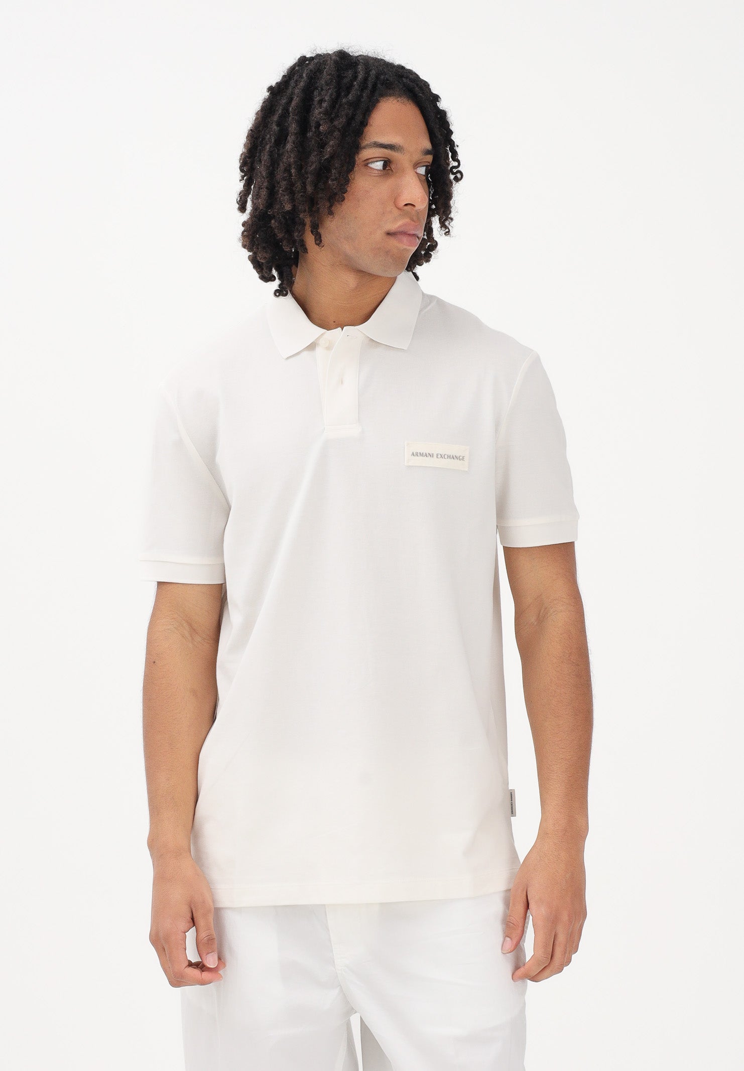 ARMANI EXCHANGE Polo a manica corta panna da uomo con patch logo XM002390AF13026 U1074 ARMANI EXCHANGE 