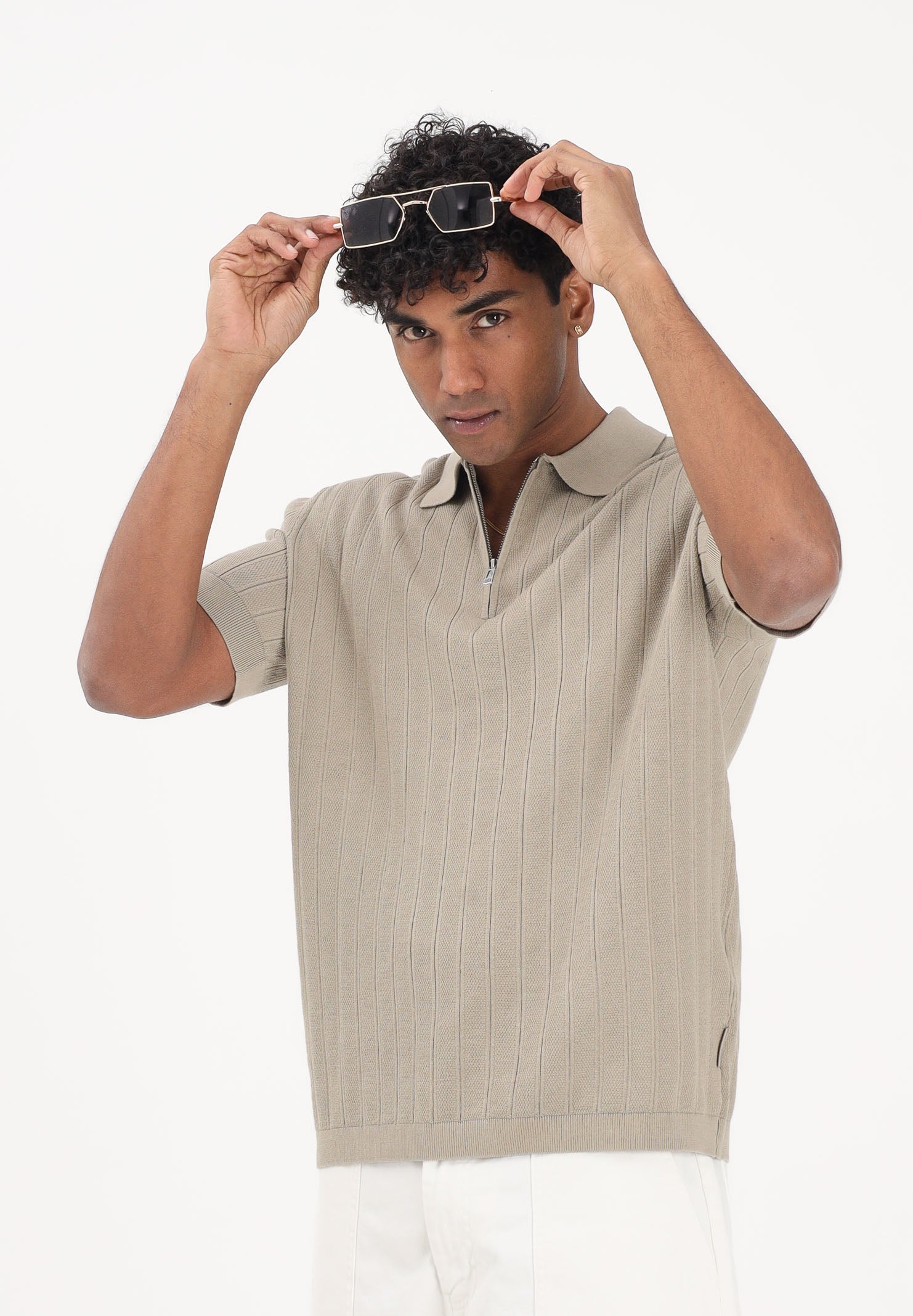 ARMANI EXCHANGE Polo a manica corta beige da uomo con lavorazione a costine XM002438AF22249 U6229 ARMANI EXCHANGE 