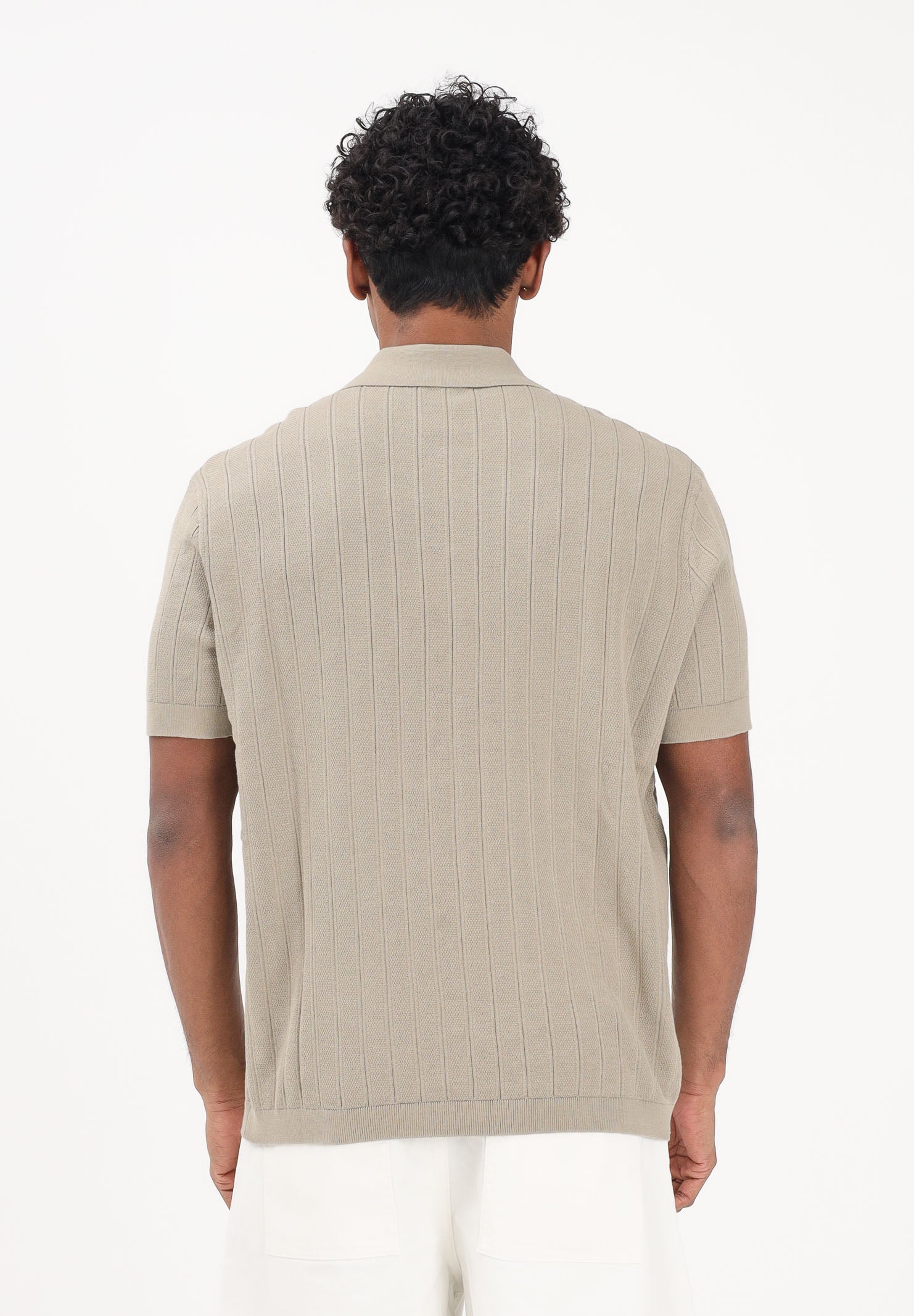 ARMANI EXCHANGE Polo a manica corta beige da uomo con lavorazione a costine XM002438AF22249 U6229 ARMANI EXCHANGE 