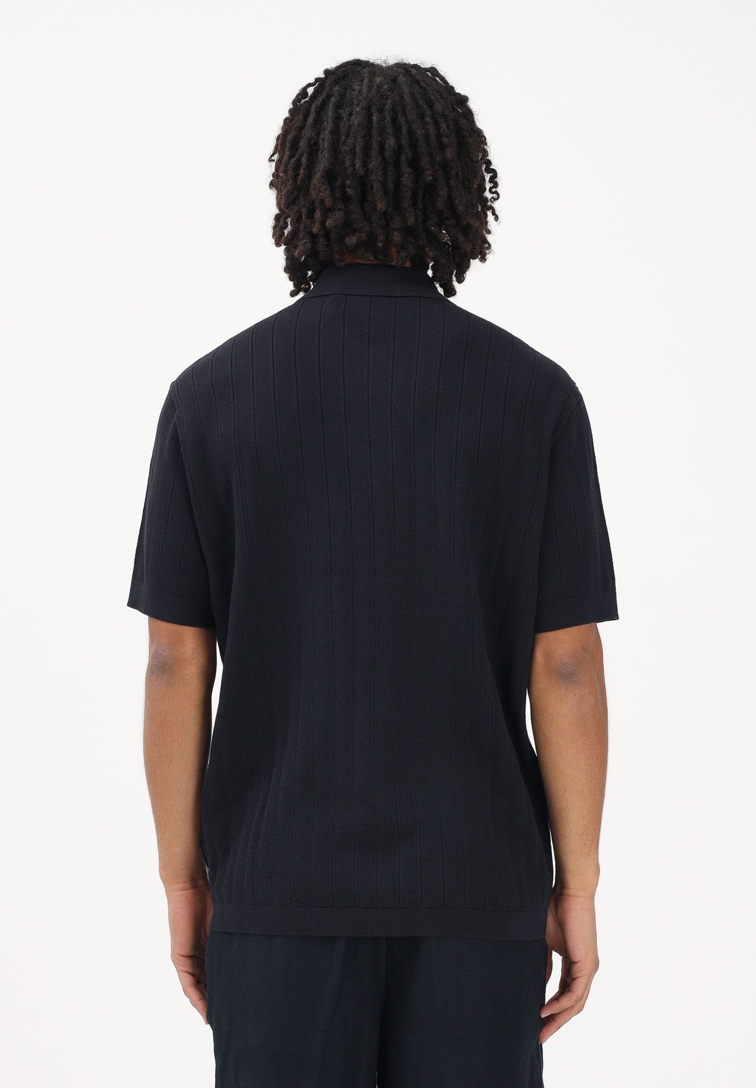 ARMANI EXCHANGE Polo a manica corta nera da uomo con lavorazione a costine XM002438AF22249 UB101 ARMANI EXCHANGE 