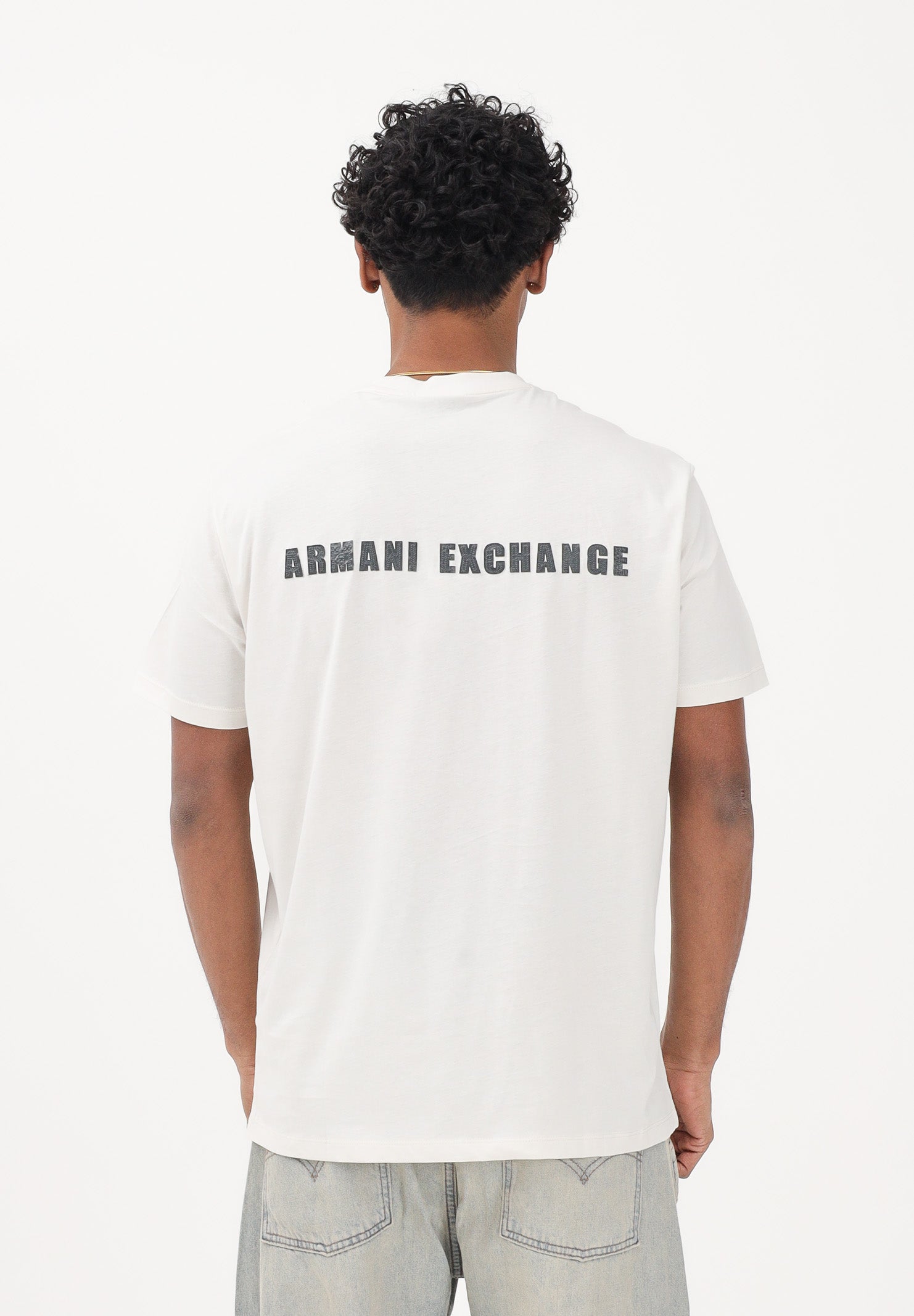 ARMANI EXCHANGE T-shirt a manica corta panna da uomo con logo XM002509AF10358 U1074 ARMANI EXCHANGE 