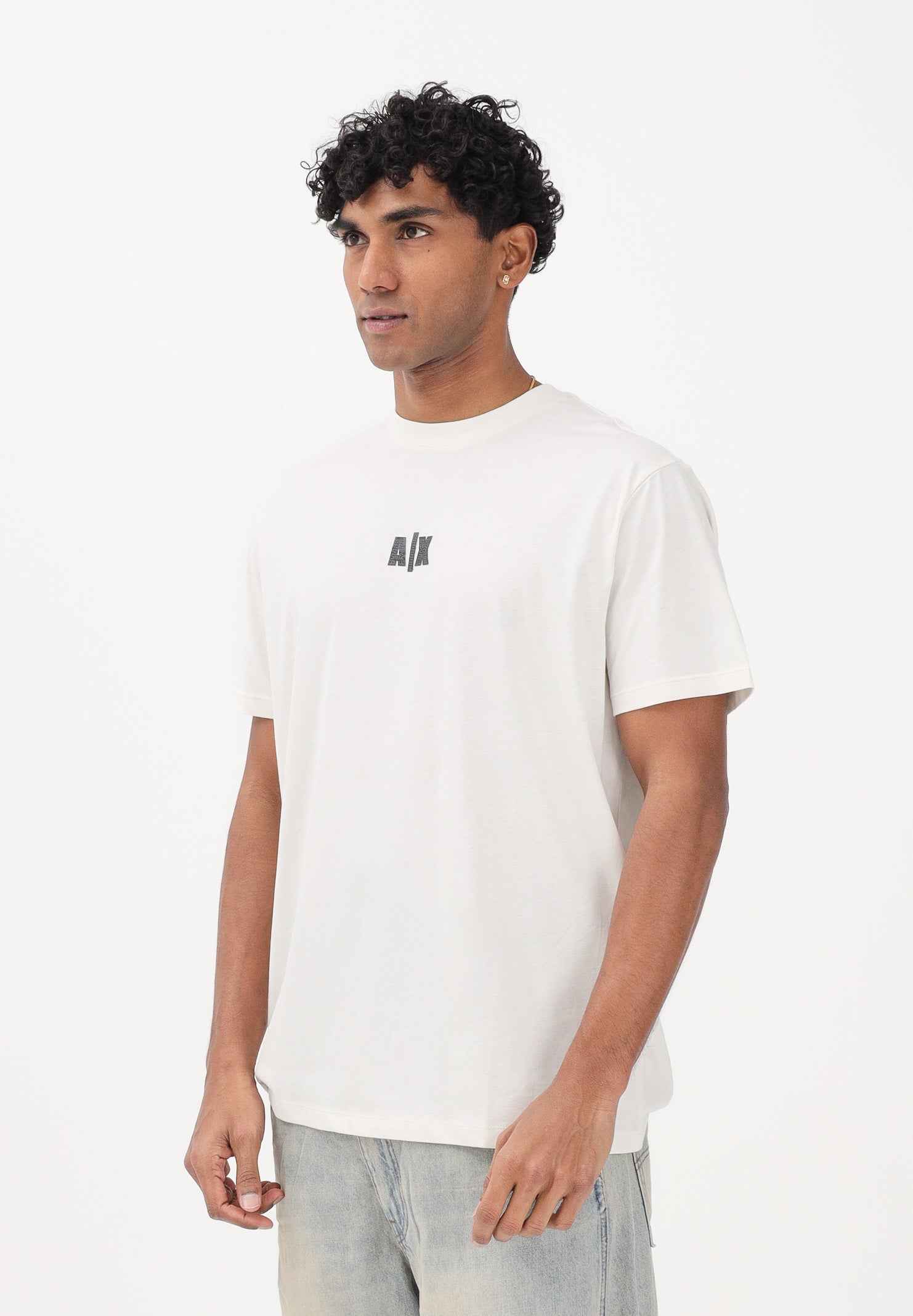 ARMANI EXCHANGE T-shirt a manica corta panna da uomo con logo XM002509AF10358 U1074 ARMANI EXCHANGE 