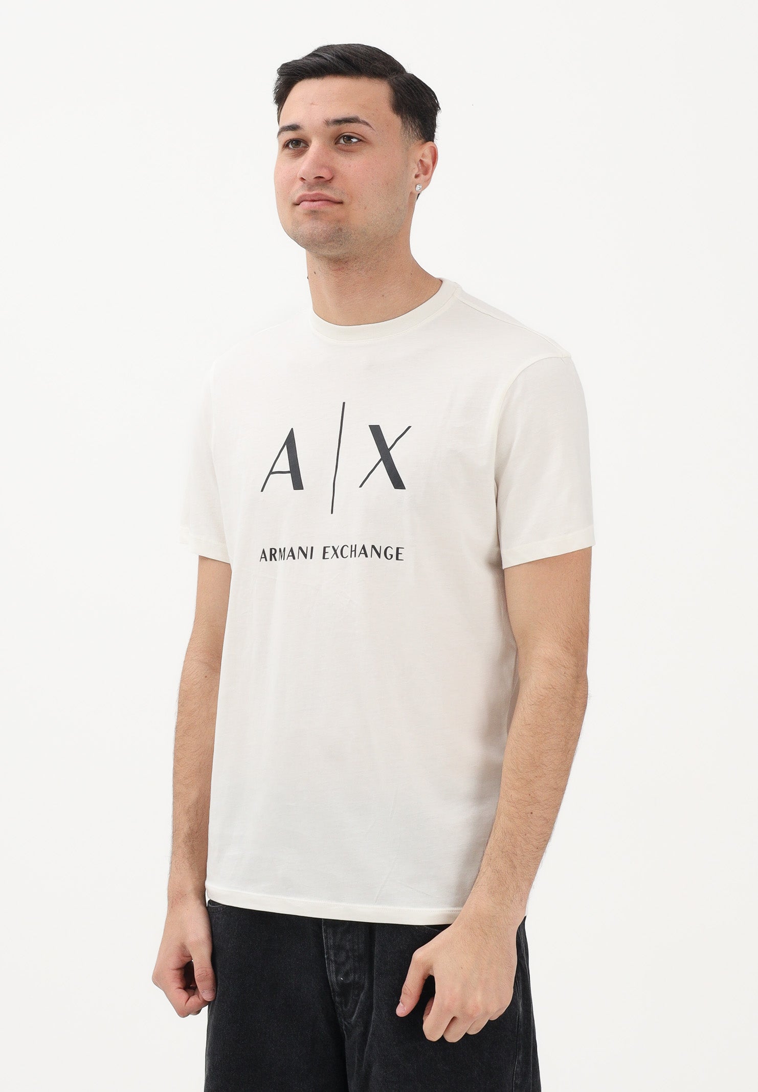 ARMANI EXCHANGE T-shirt a manica corta crema da uomo con logo XM002683AF10356 U1074 ARMANI EXCHANGE 