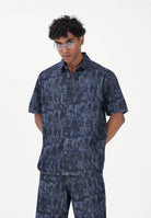 ARMANI EXCHANGE Camicia a manica corta in denim blu da uomo con stampa XM002809AF24509 FB416 ARMANI EXCHANGE 