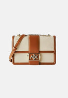 ARMANI EXCHANGE Borsa a tracolla beige e cuoio da donna con fibbia logo XW000070AF22570 M6261 ARMANI EXCHANGE 