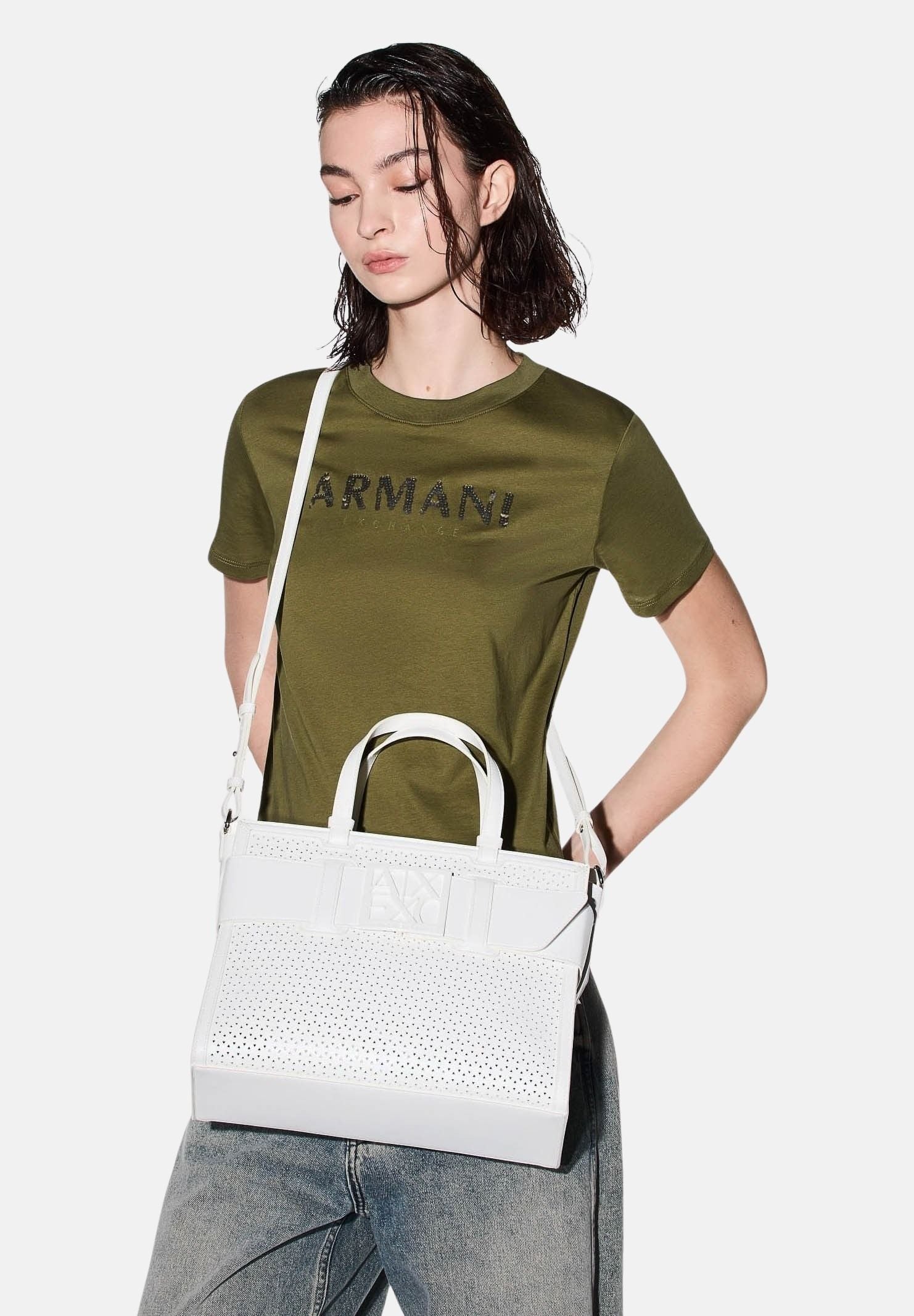 ARMANI EXCHANGE Shopper bianca da donna con logo XW000920AF22626 U0011 ARMANI EXCHANGE 