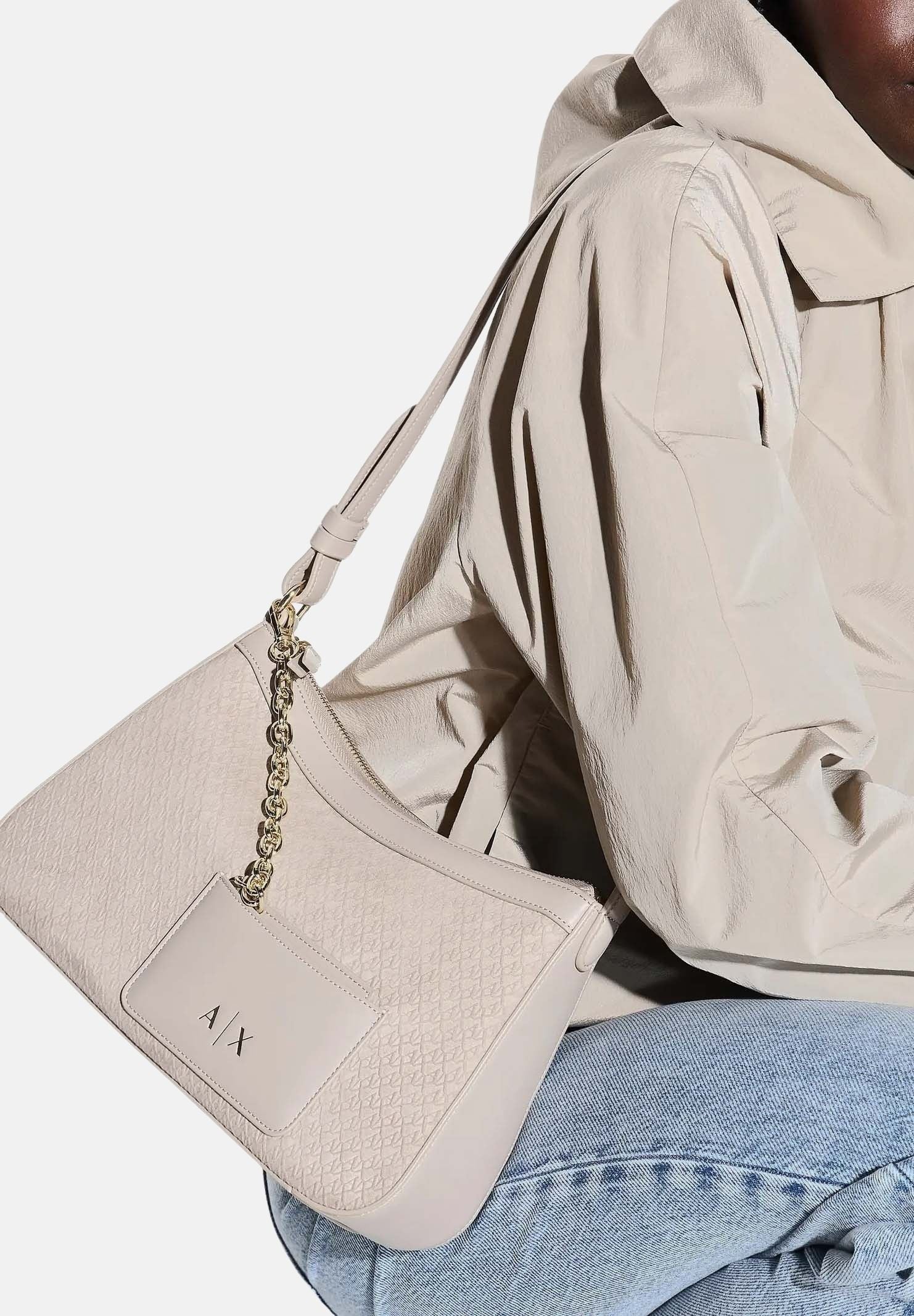 ARMANI EXCHANGE Borsa a spalla beige da donna con taschino XW001213AF22645 U6223 ARMANI EXCHANGE 