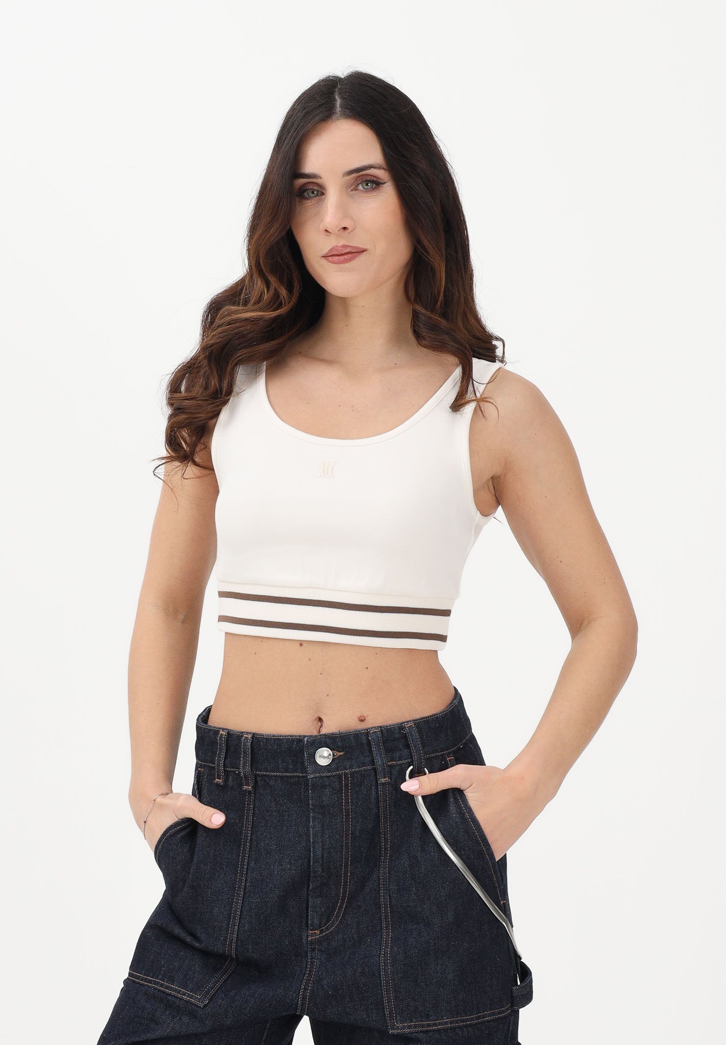 ARMANI EXCHANGE Top panna da donna con ricamo logo XW001750AF10804 U1003 ARMANI EXCHANGE 