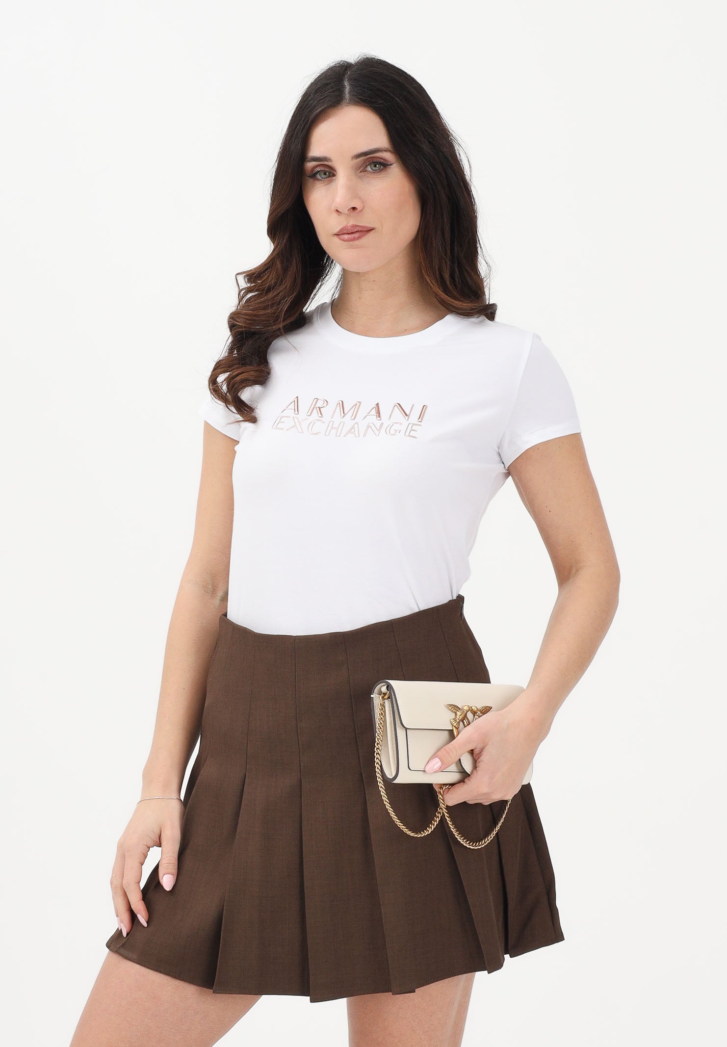 ARMANI EXCHANGE T-shirt a manica corta bianca da donna con logo XW001837AF16294 U0002 ARMANI EXCHANGE 