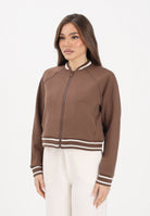 ARMANI EXCHANGE Felpa con zip marrone da donna con logo sul retro XW002071AF10804 U6136 ARMANI EXCHANGE 