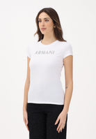 ARMANI EXCHANGE T-shirt a manica corta bianca da donna con logo in strass XW002106AF10356 U0002 ARMANI EXCHANGE 