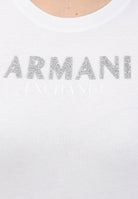 ARMANI EXCHANGE T-shirt a manica corta bianca da donna con logo in strass XW002106AF10356 U0002 ARMANI EXCHANGE 