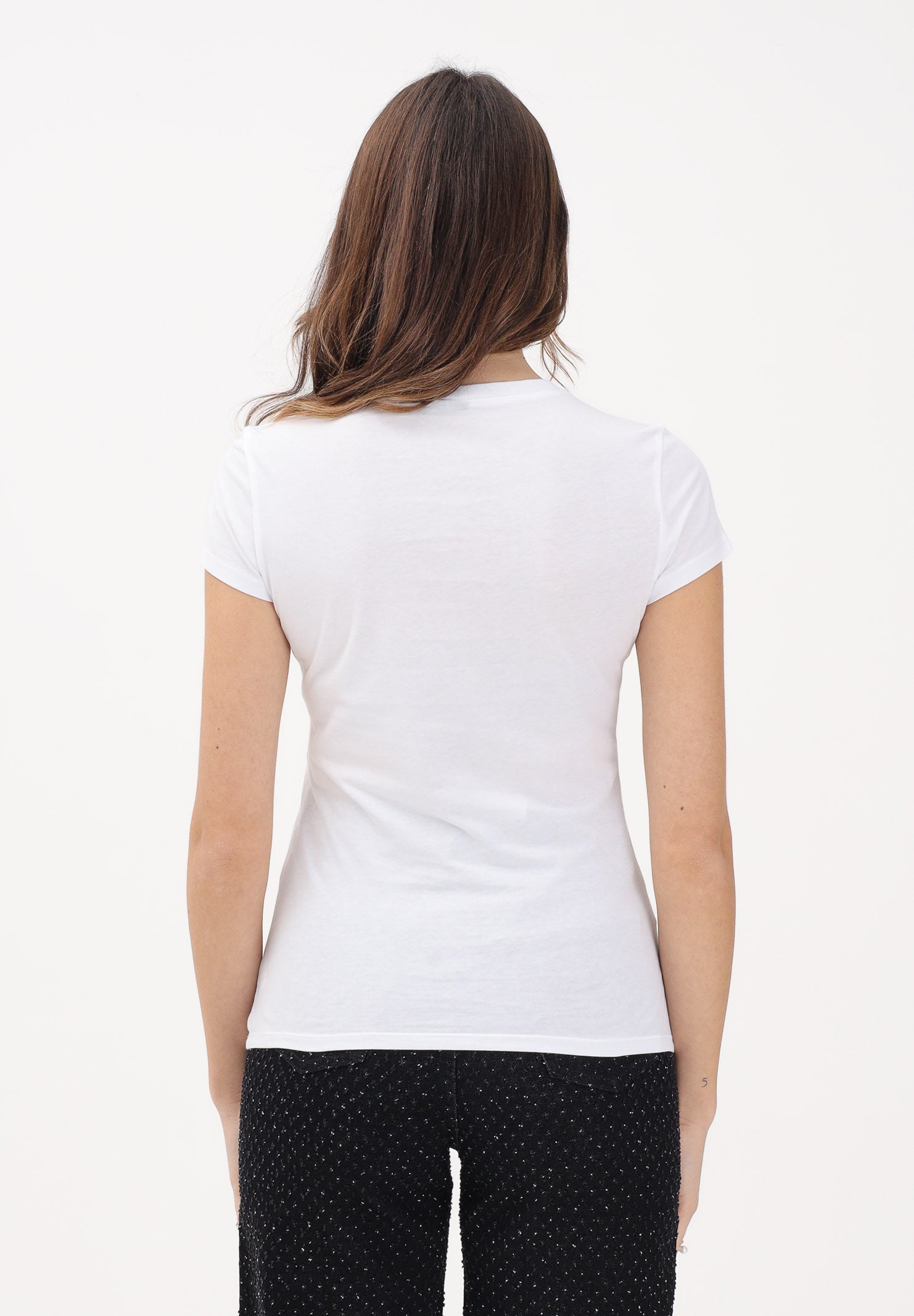 ARMANI EXCHANGE T-shirt a manica corta bianca da donna con logo in strass XW002106AF10356 U0002 ARMANI EXCHANGE 